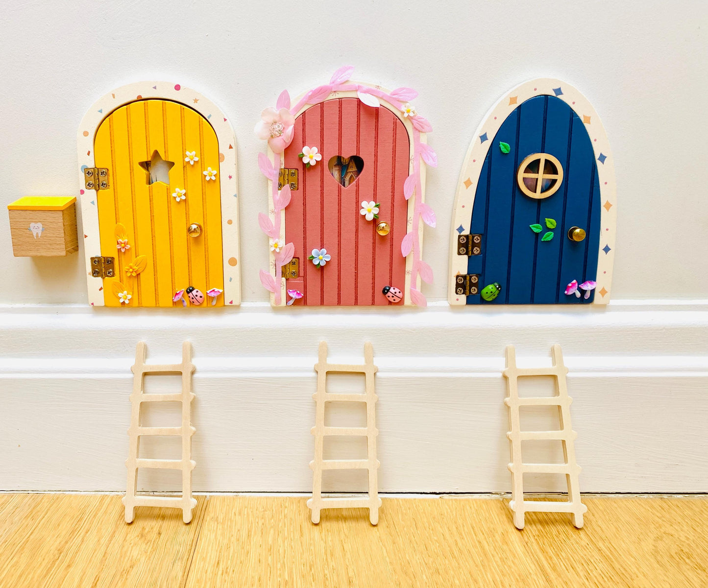OPENING Fairy Doors -Fairy Bedroom Decor- perfect Fairy Birthday Gift! Wooden Fairy Door with Key, Fairy Dust and Fairy Gold Coin.