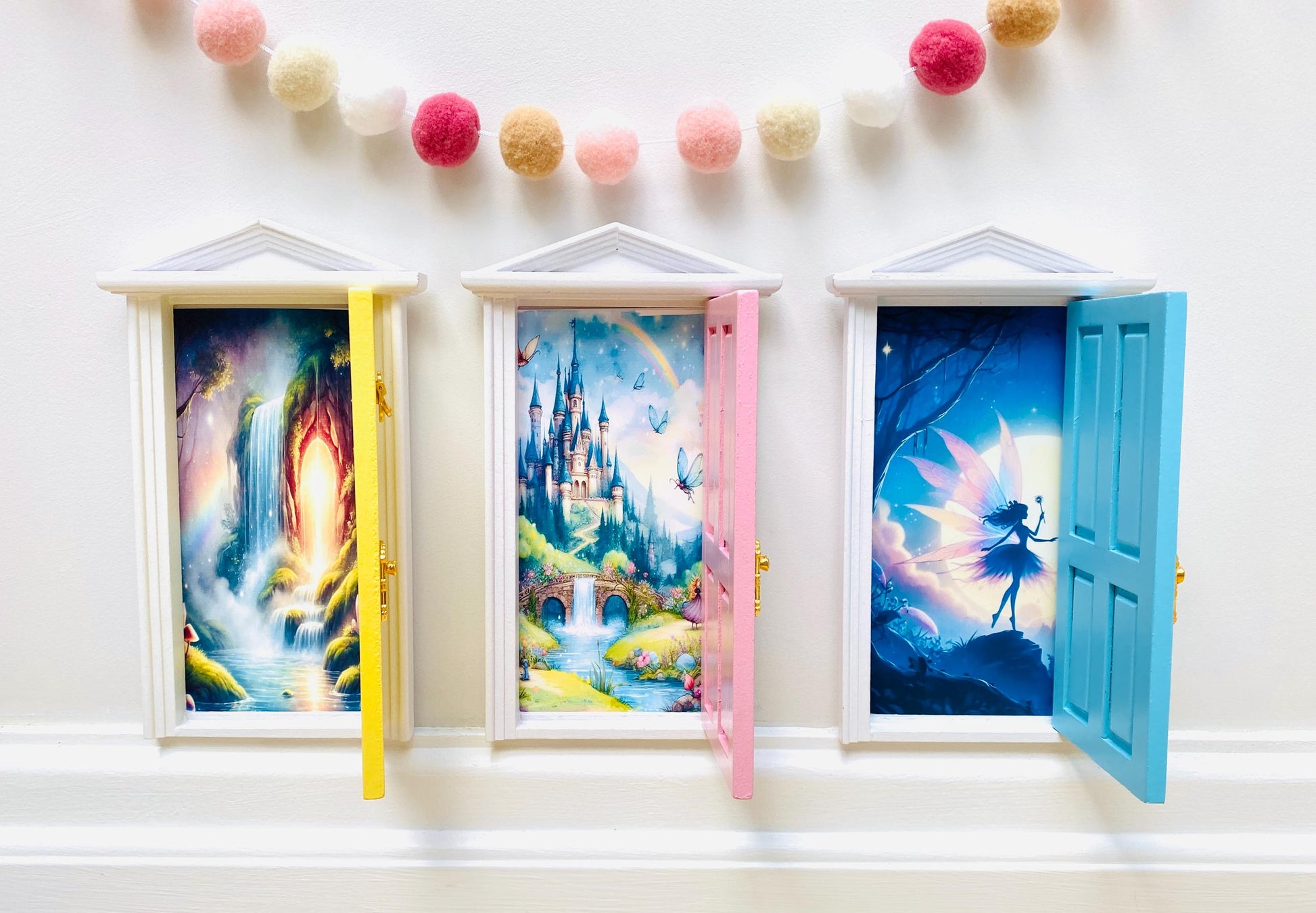 OPENING Fairy Doors -Fairy Bedroom Decor- perfect Fairy Birthday Gift! Wooden Fairy Door with Key, Fairy Dust and Fairy Gold Coin.