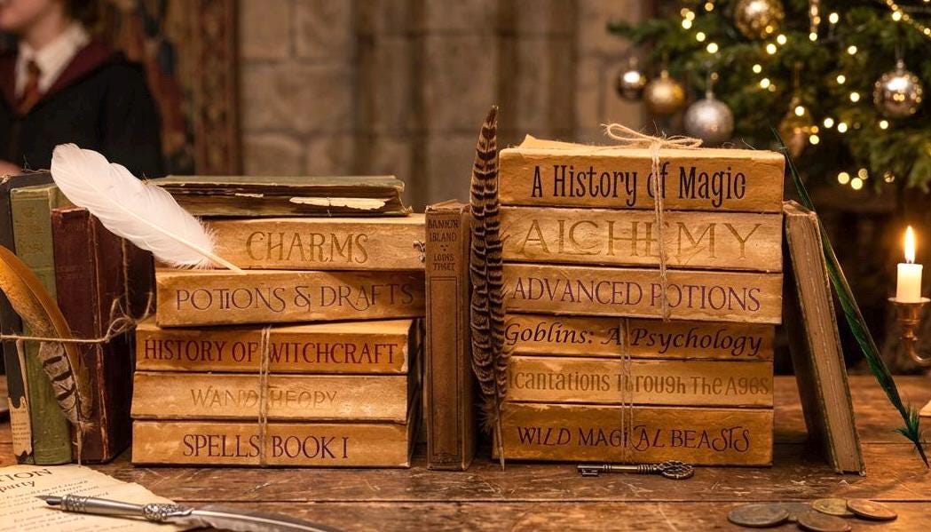 Old Spell Books & Wizard School Textbooks | Wizard bedroom decor | Fantasy Wedding Props __etsy:8157203302