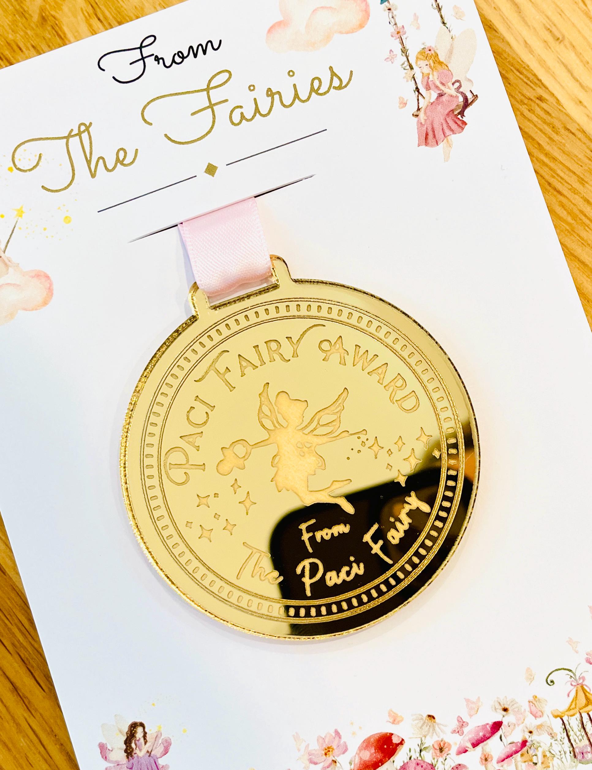 PACI Fairy MEDAL and Pacifier Fairy Letter! Paci Fairy Gift with Gold Coin and Fairy Dust (Binky Fairy Letter, Soother Fairy Letter). __etsy:7689216599