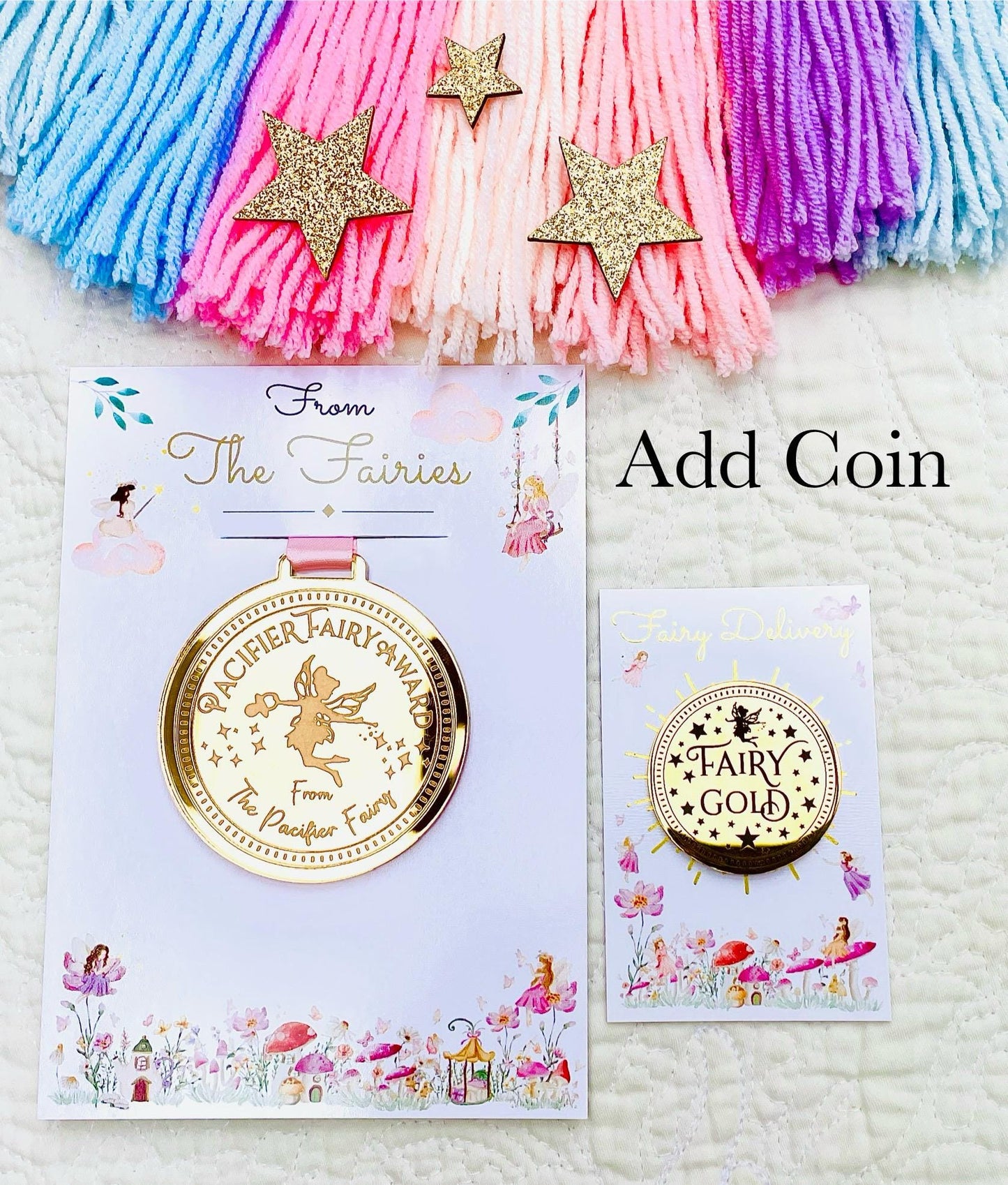 PACI Fairy MEDAL and Pacifier Fairy Letter! Paci Fairy Gift with Gold Coin and Fairy Dust (Binky Fairy Letter, Soother Fairy Letter). __etsy:7646739663