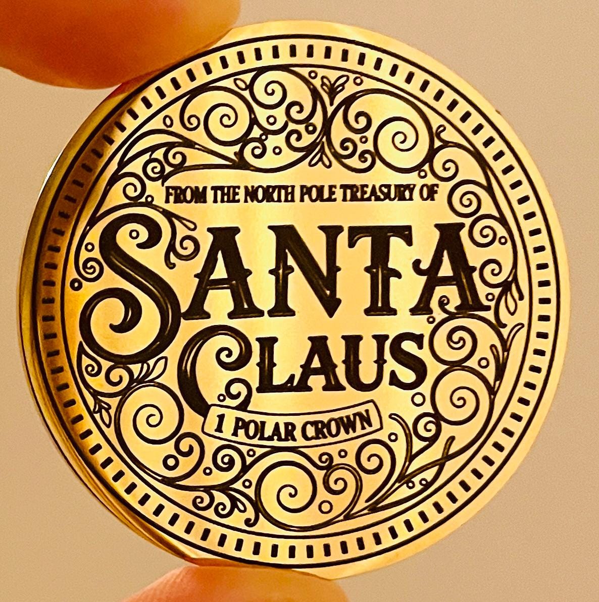 SANTA Gold Coin- Thank You For The REINDEER FOOD! Honorary Elf™ Collection. Leave where you scatter Reindeer Food for Christmas morning!