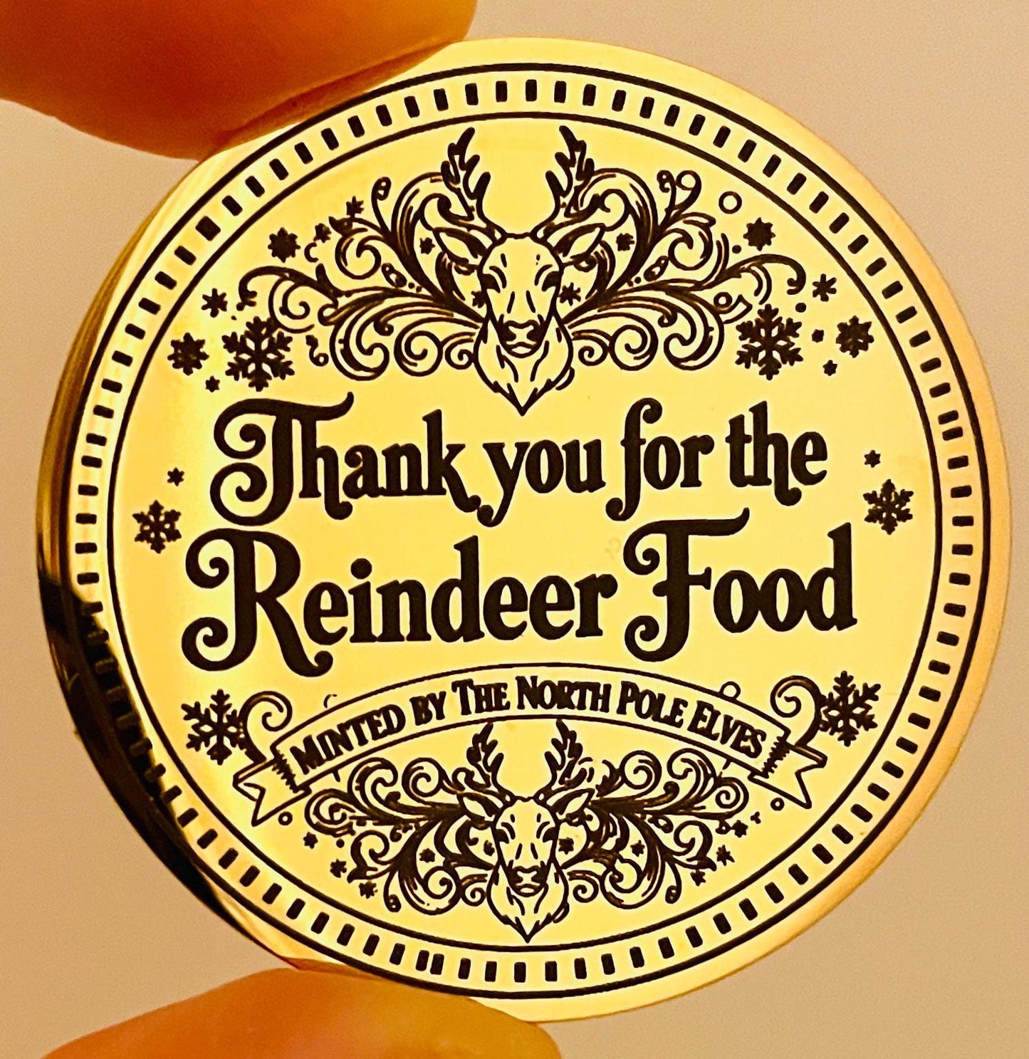 SANTA Gold Coin- Thank You For The REINDEER FOOD! Honorary Elf™ Collection. Leave where you scatter Reindeer Food for Christmas morning!