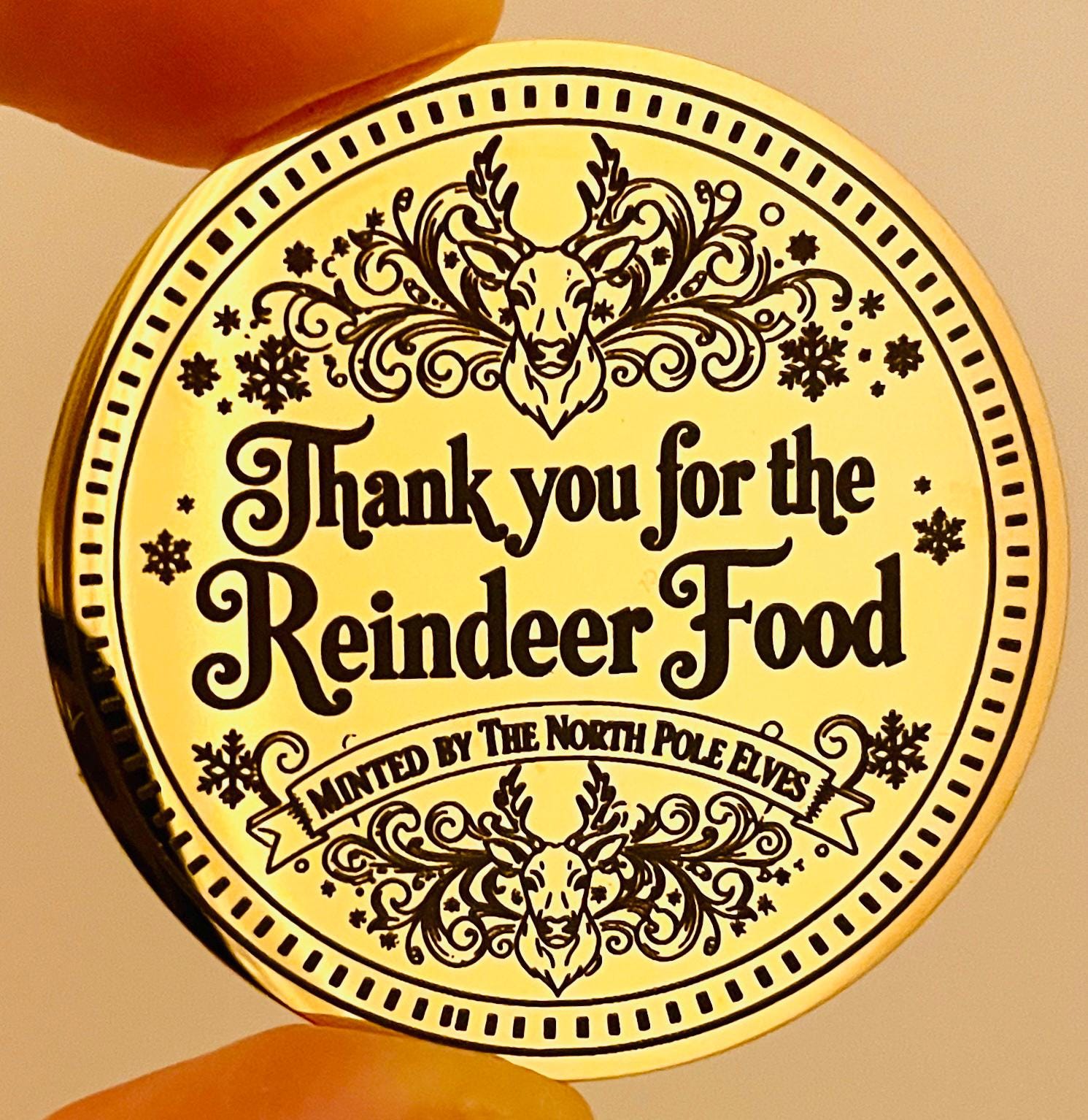 SANTA Gold Coin- Thank You For The REINDEER FOOD! Honorary Elf™ Collection. Leave where you scatter Reindeer Food for Christmas morning!