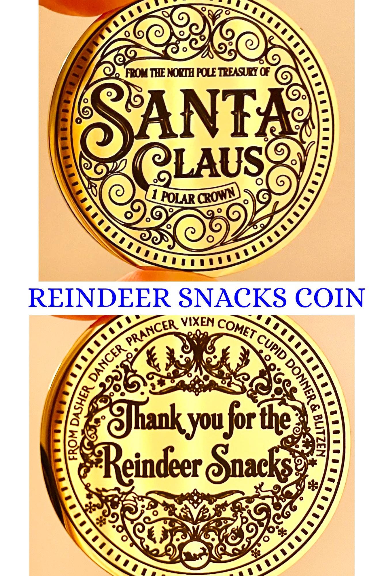 SANTA Gold Coin- Thank You For The REINDEER FOOD! Honorary Elf™ Collection. Leave where you scatter Reindeer Food for Christmas morning!