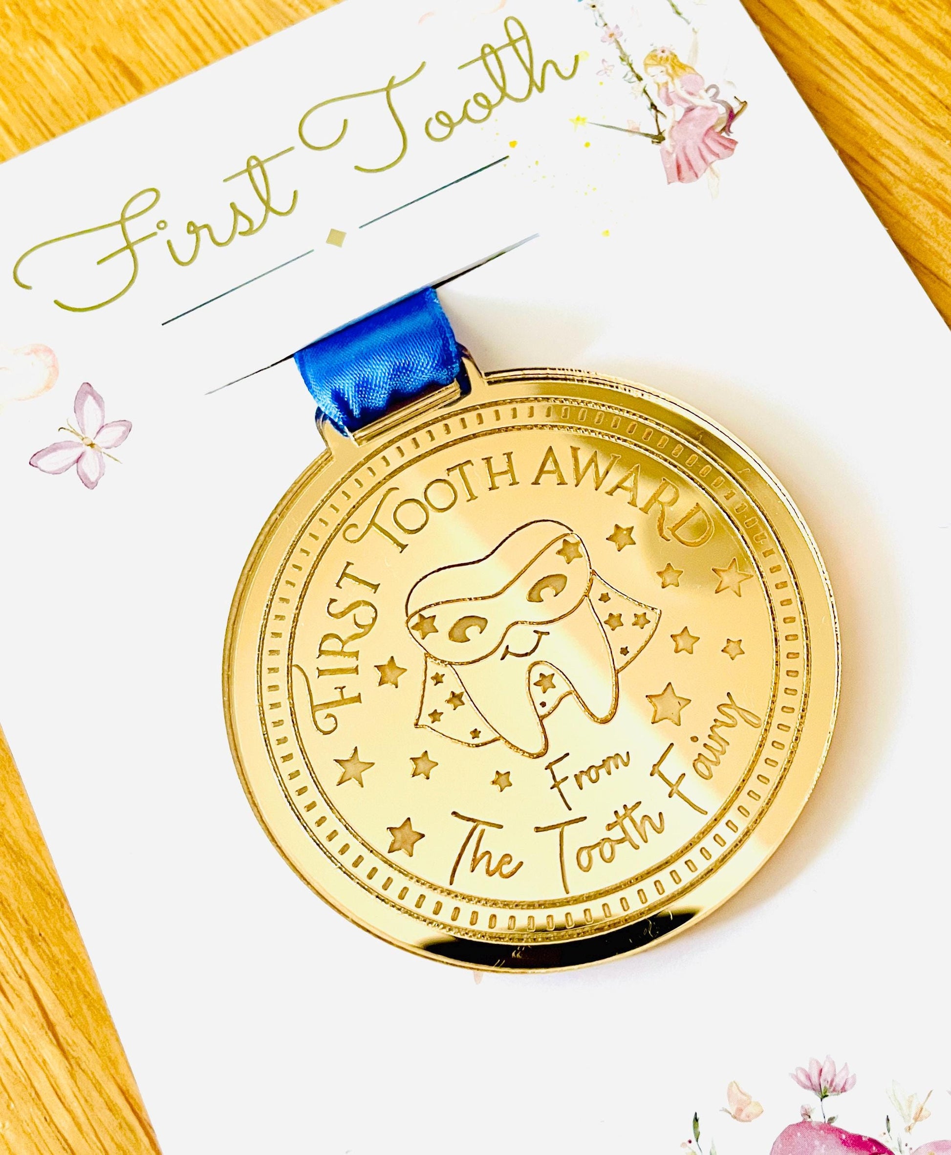 SUPERHERO FIRST Tooth Fairy Medal and Tooth Fairy Letter with Tooth Fairy Gold Coin. Boys First Tooth Fairy Kit. 1st Tooth Fairy Dust