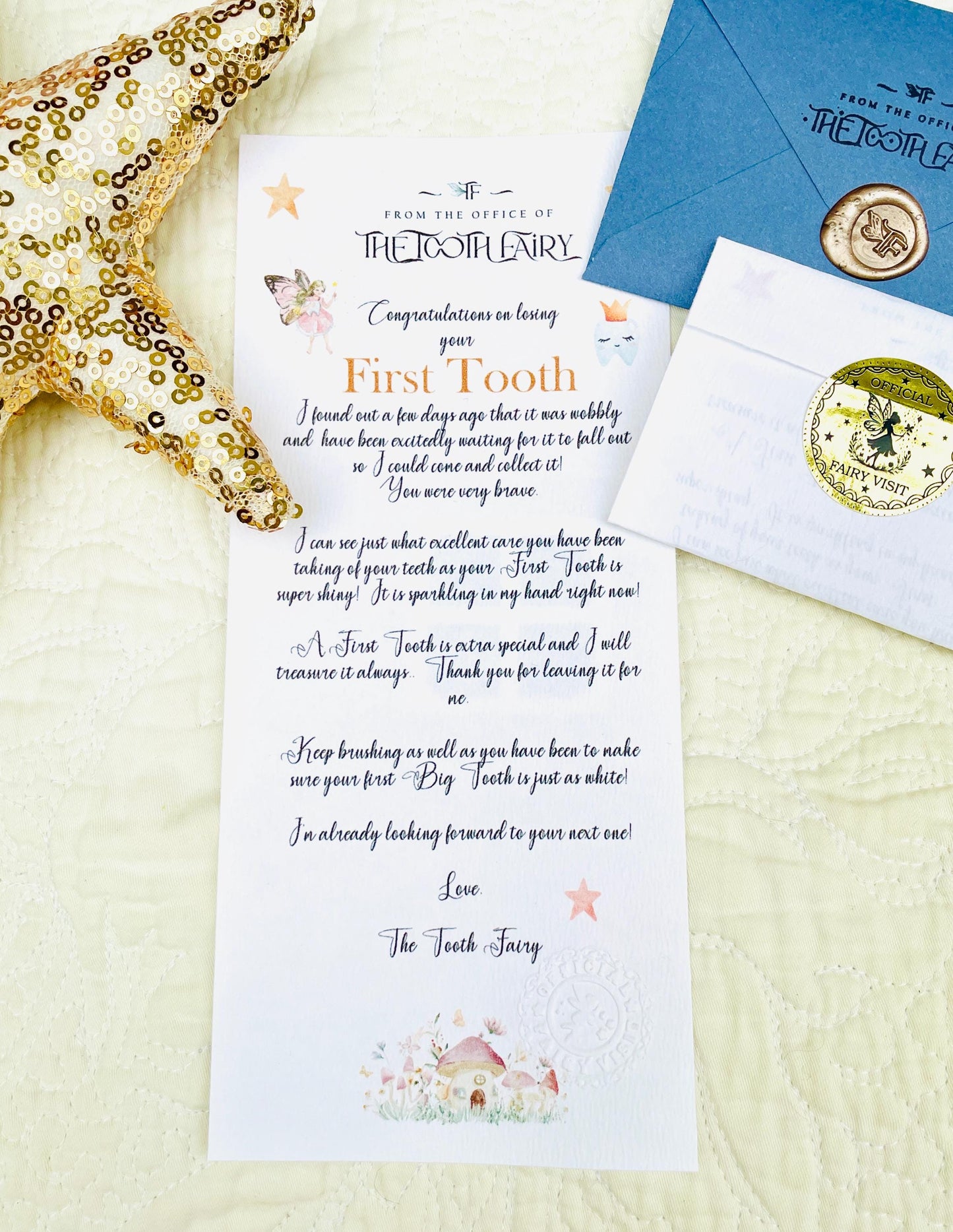 SUPERHERO FIRST Tooth Fairy Medal and Tooth Fairy Letter with Tooth Fairy Gold Coin. Boys First Tooth Fairy Kit. 1st Tooth Fairy Dust