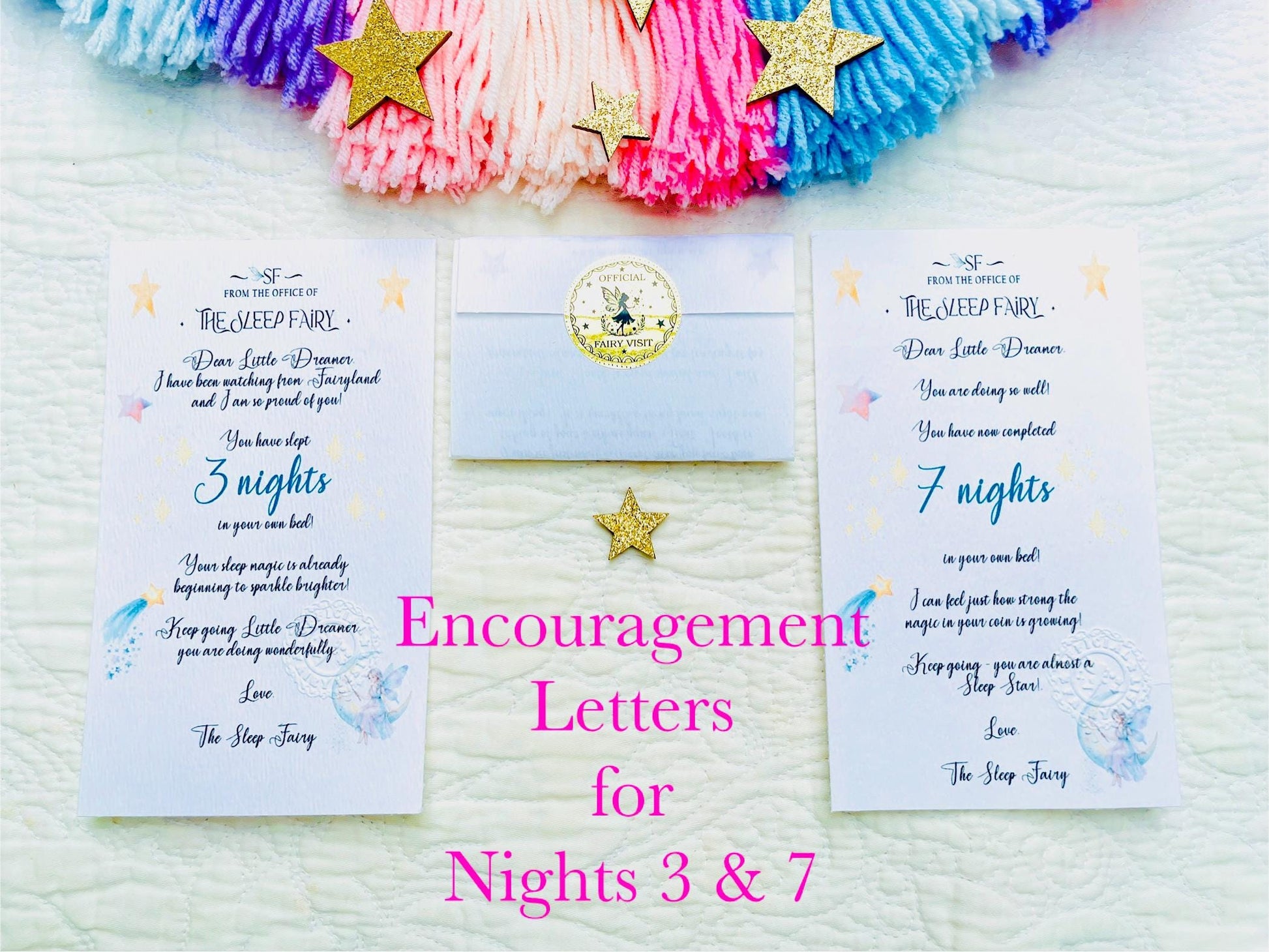 Sleep in your Own Bed Kit- Sleep Fairy Bedtime Reward Set with Dream Coin & Sleep Medal | Includes Sleep Chart with Encouragement Letters __etsy:8054714094