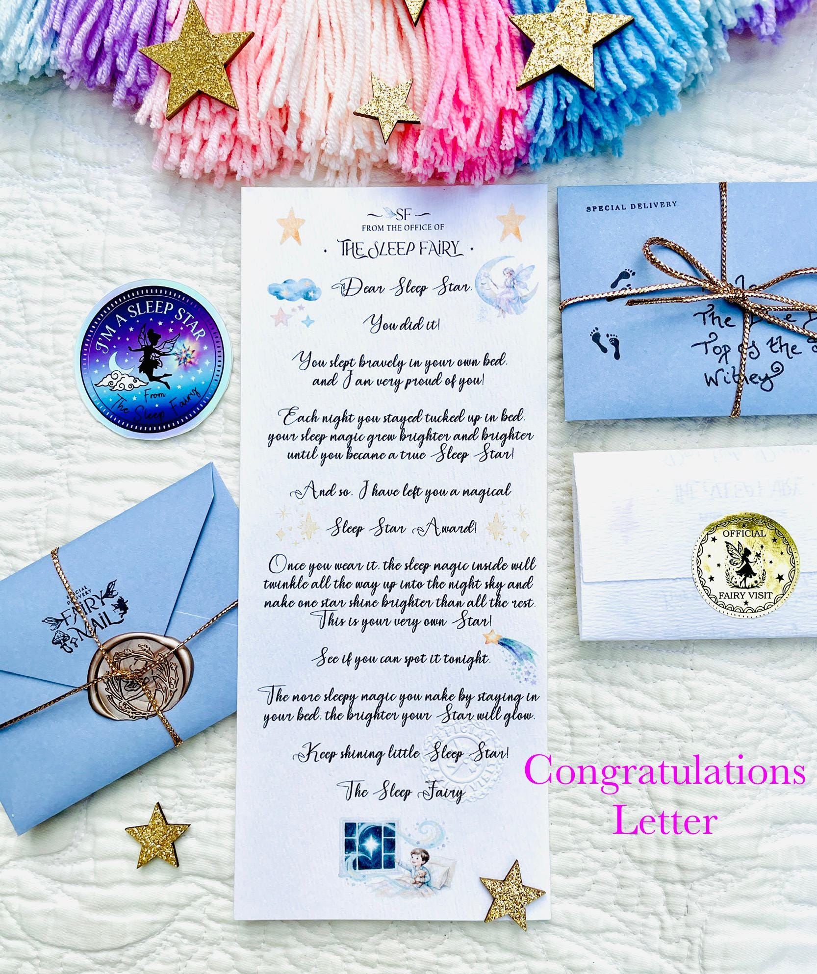 Sleep in your Own Bed Kit- Sleep Fairy Bedtime Reward Set with Dream Coin & Sleep Medal | Includes Sleep Chart with Encouragement Letters __etsy:8057763068