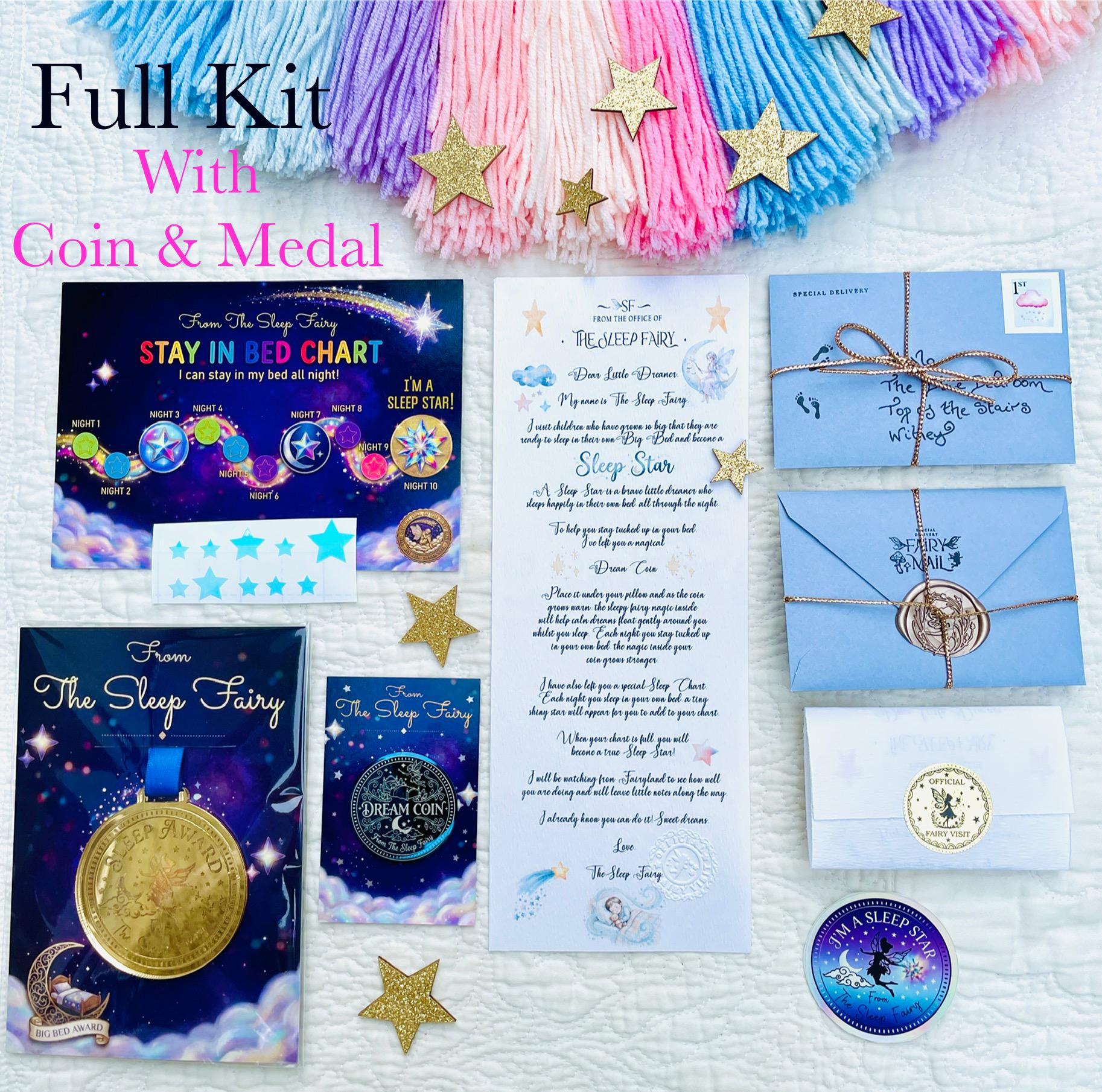 Sleep in your Own Bed Kit- Sleep Fairy Bedtime Reward Set with Dream Coin & Sleep Medal | Includes Sleep Chart with Encouragement Letters __etsy:8134511651