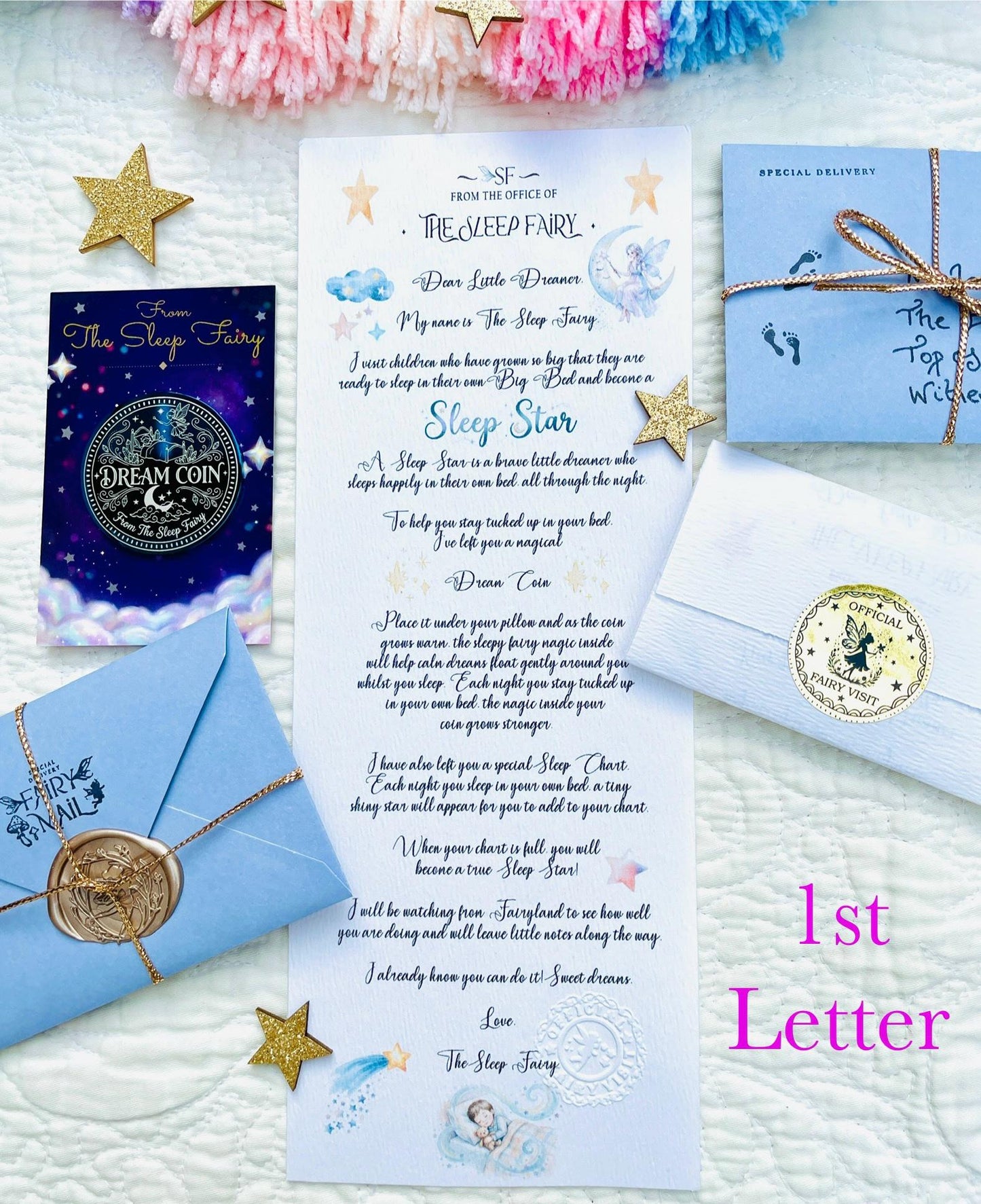 Sleep in your Own Bed Kit- Sleep Fairy Bedtime Reward Set with Dream Coin & Sleep Medal | Includes Sleep Chart with Encouragement Letters __etsy:8105582097