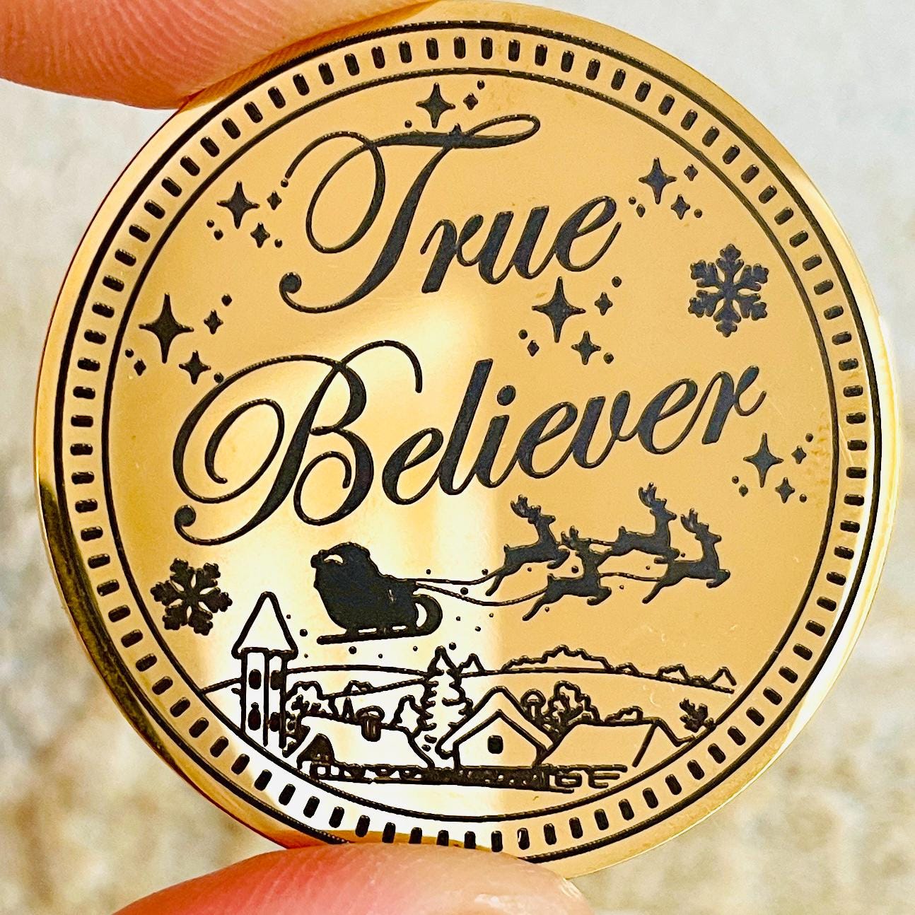 TRUE BELIEVER Christmas Coin from Honorary Elf™ Collection! Christmas Santa Coin for leaving as a Stocking Filler or Christmas Eve Box idea