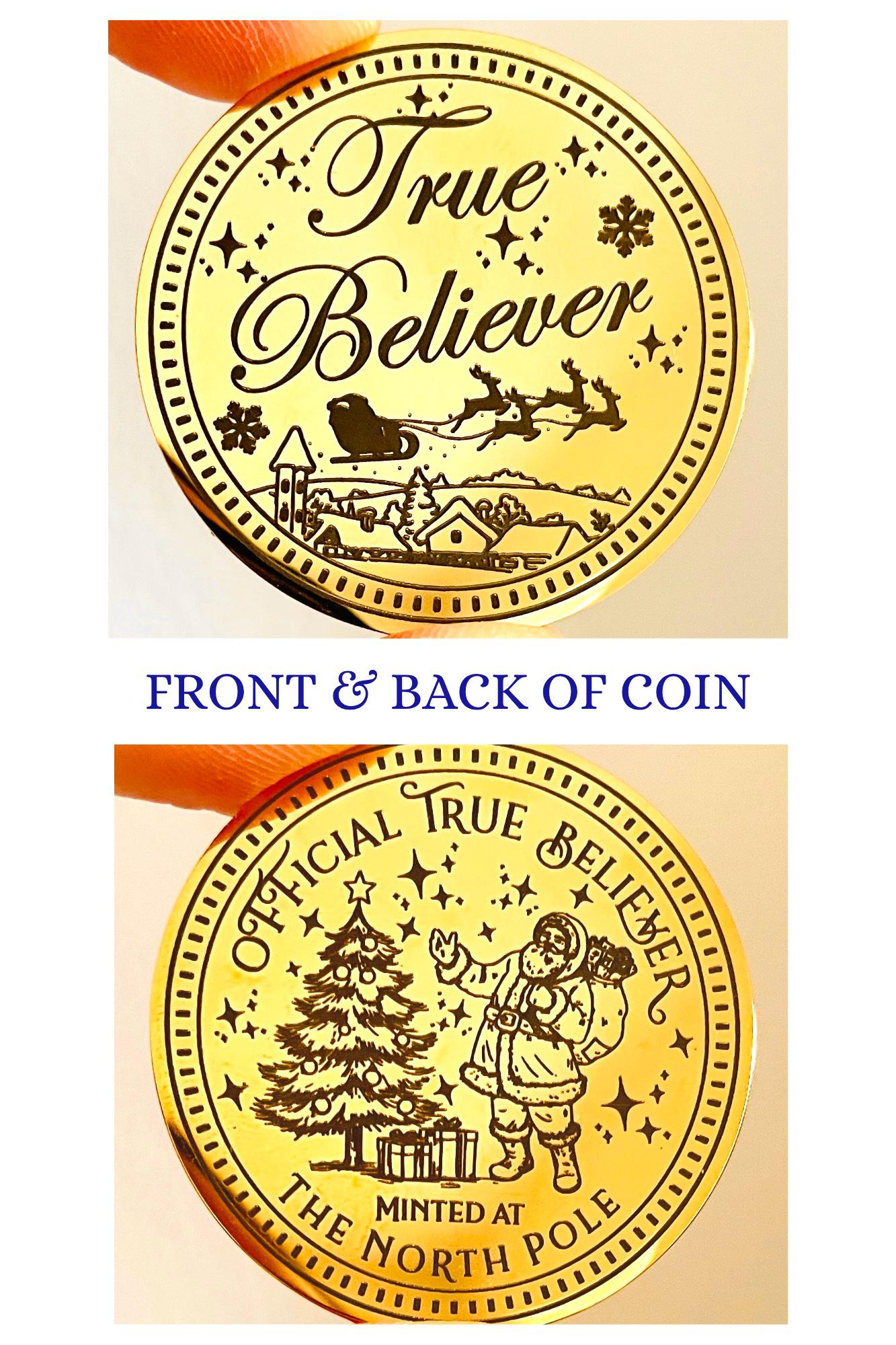 TRUE BELIEVER Christmas Coin from Honorary Elf™ Collection! Christmas Santa Coin for leaving as a Stocking Filler or Christmas Eve Box idea