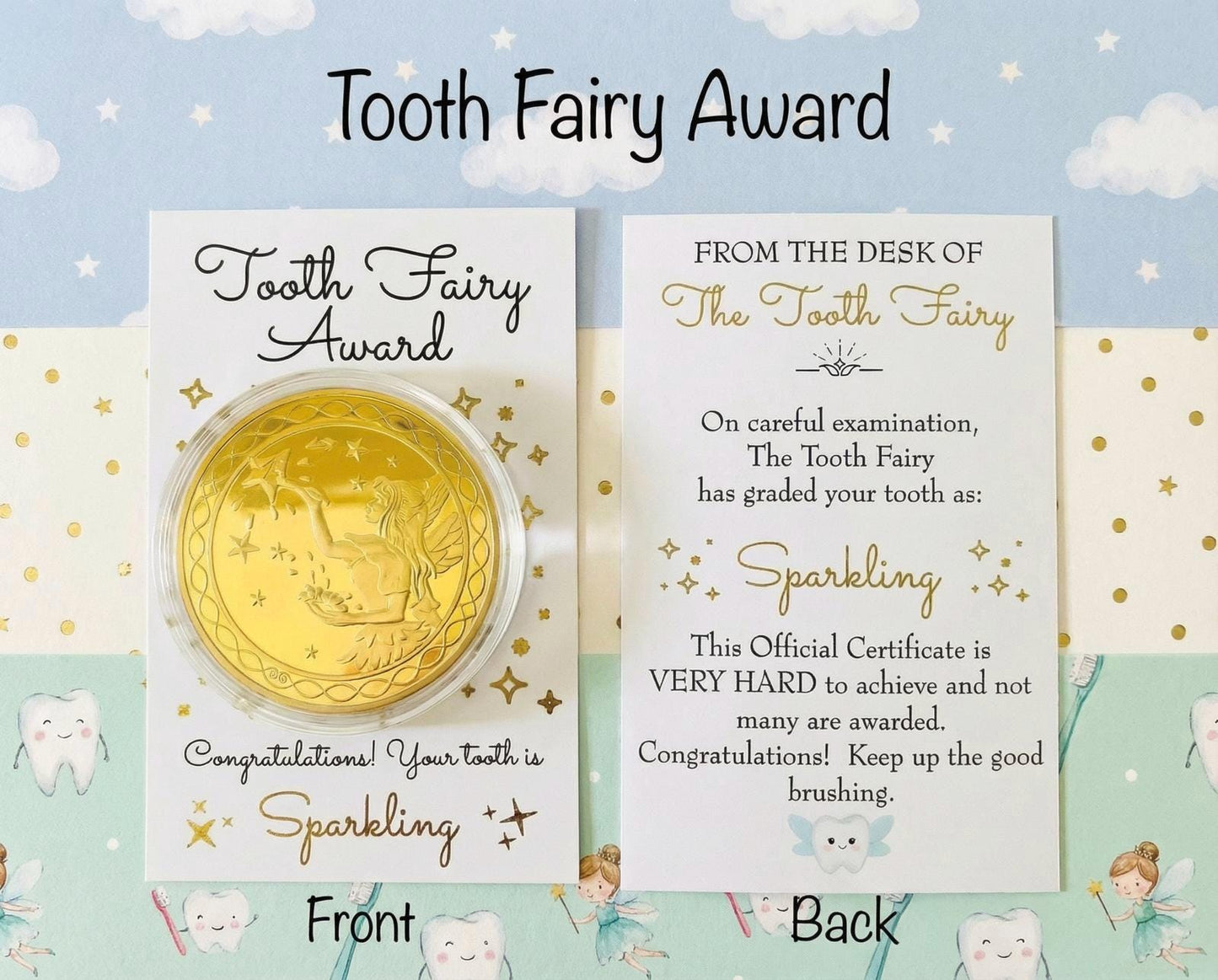 Tooth Fairy Gold Coin- Gift from the Tooth Fairy, Tooth Fairy Certificate, First Tooth Fairy Certificate, 1st Tooth Fairy Kit! Last Tooth
