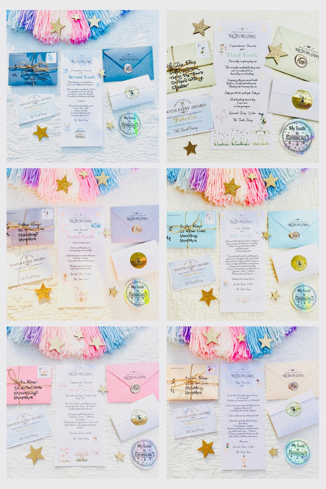 COMPLETE Tooth Fairy Kit | 20 Tooth Fairy Gold COINS & LETTERS - one for each tooth! First Tooth Fairy Kit | Buy individually or as a set