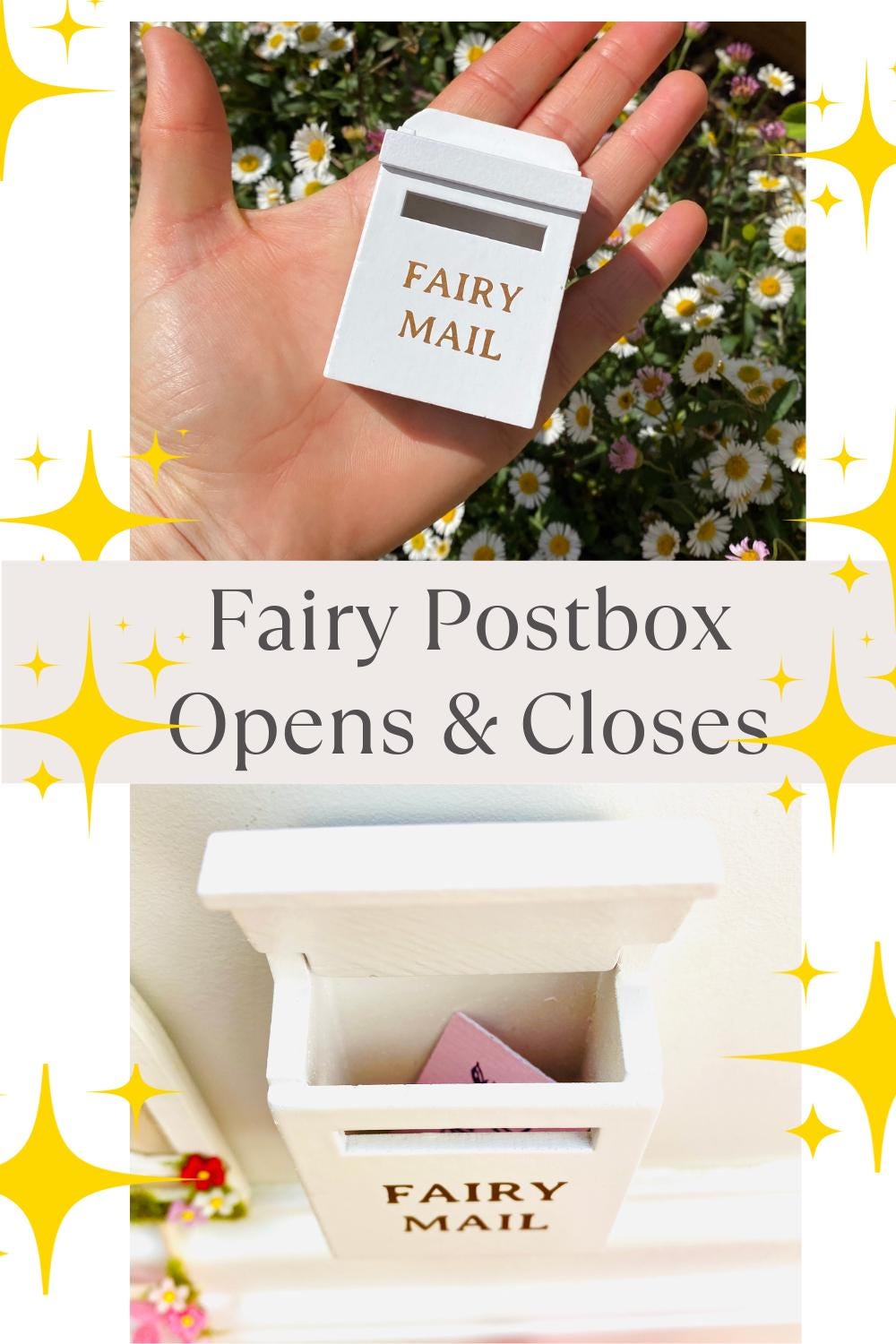 YELLOW FAIRY DOOR, Ladder, Fairy Bench & Fairy Postbox for Fairy Bedroom! Fairy Country Cottage