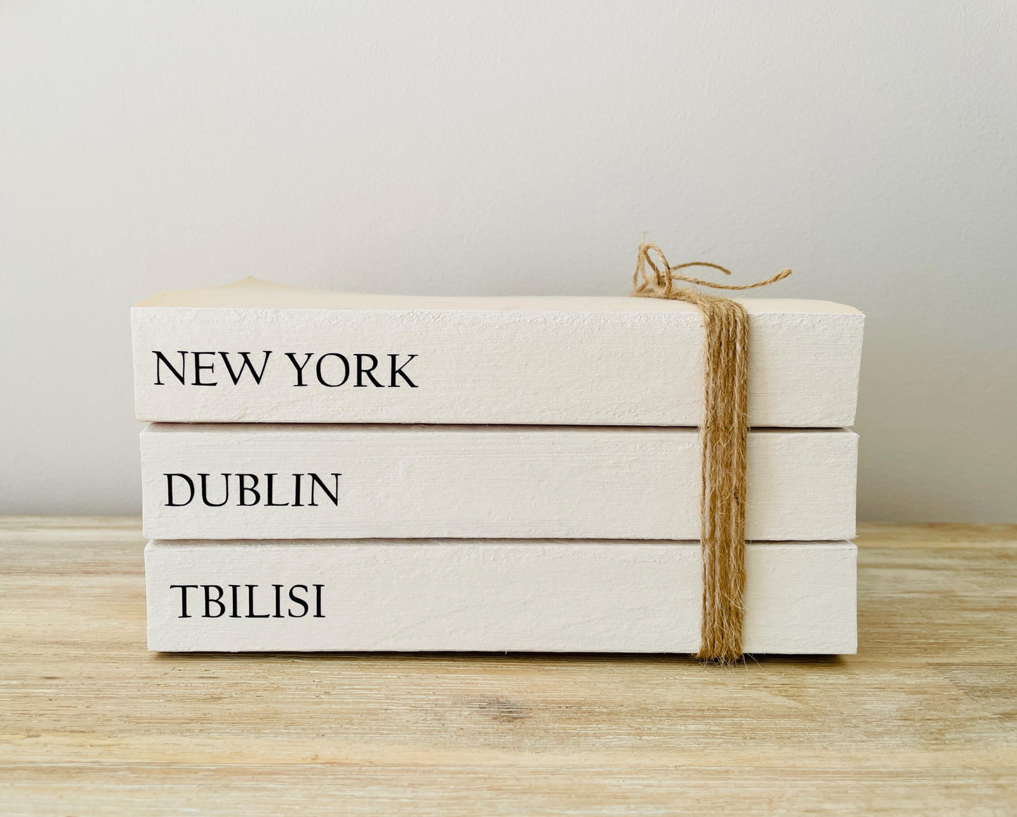 YOUR LOCATIONS customised Book Stack! White books, personalised gift. Coffee table decor, bookcase ornament, hall console table decor