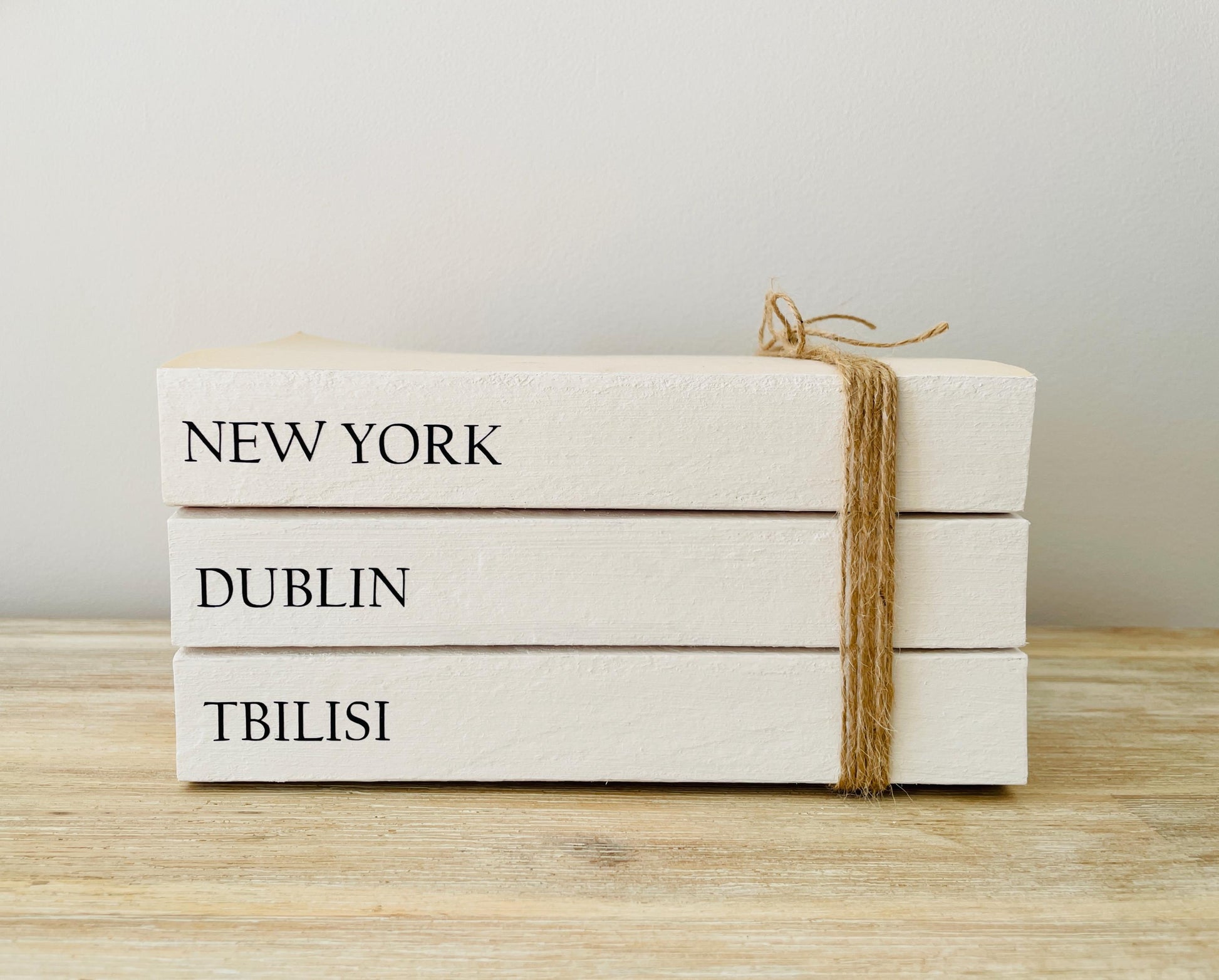 YOUR LOCATIONS customised Book Stack! White books, personalised gift. Coffee table decor, bookcase ornament, hall console table decor