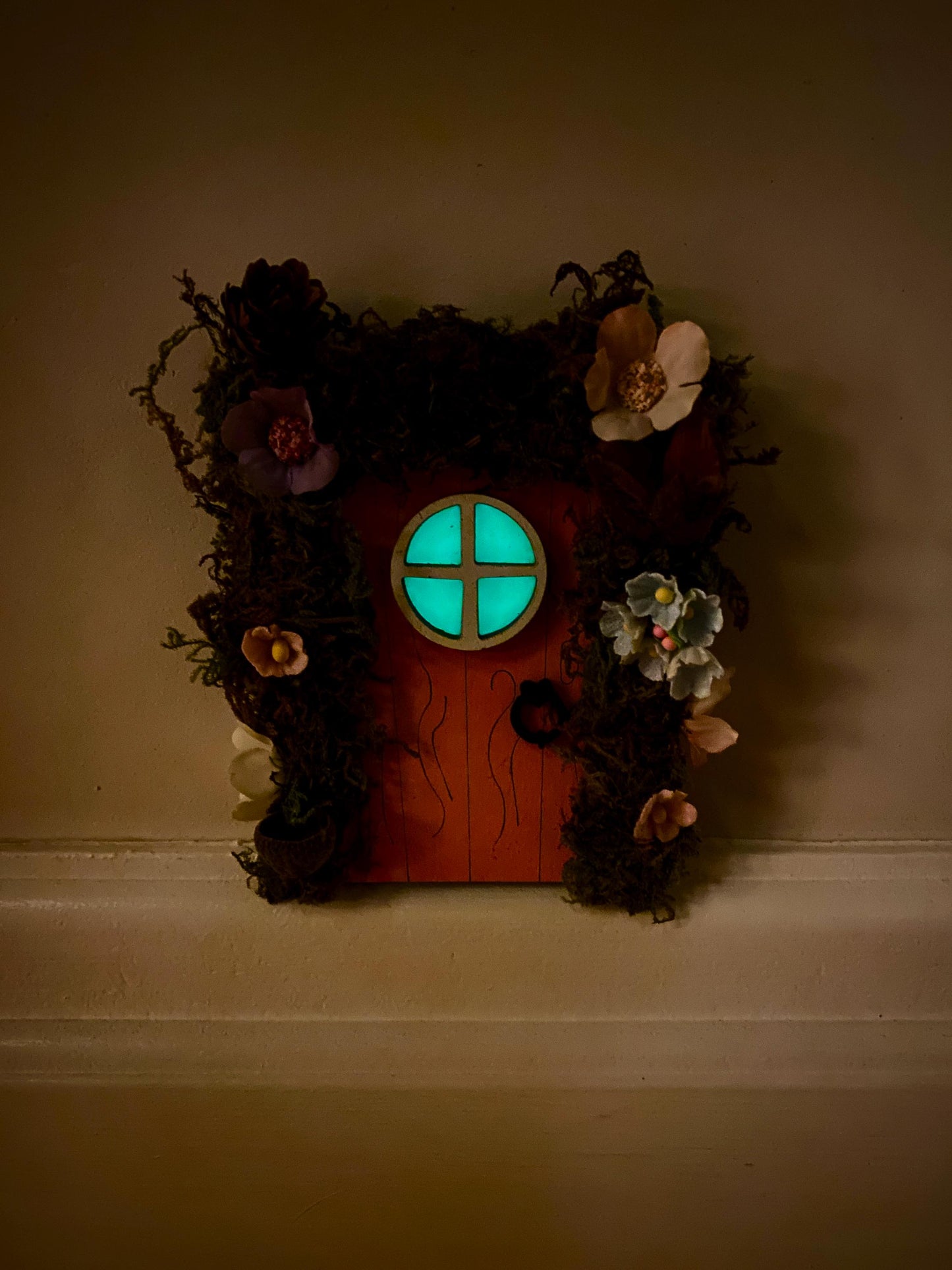 Yellow FAIRY DOOR with Glow in the Dark Window for Fairy Bedroom! Fairy Birthday Gift