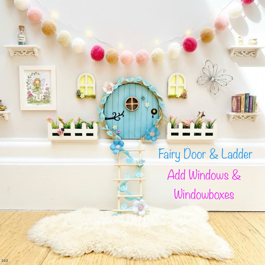 FAIRY DOOR with Ladder, Fairy Bench and Postbox for Fairy Bedroom
