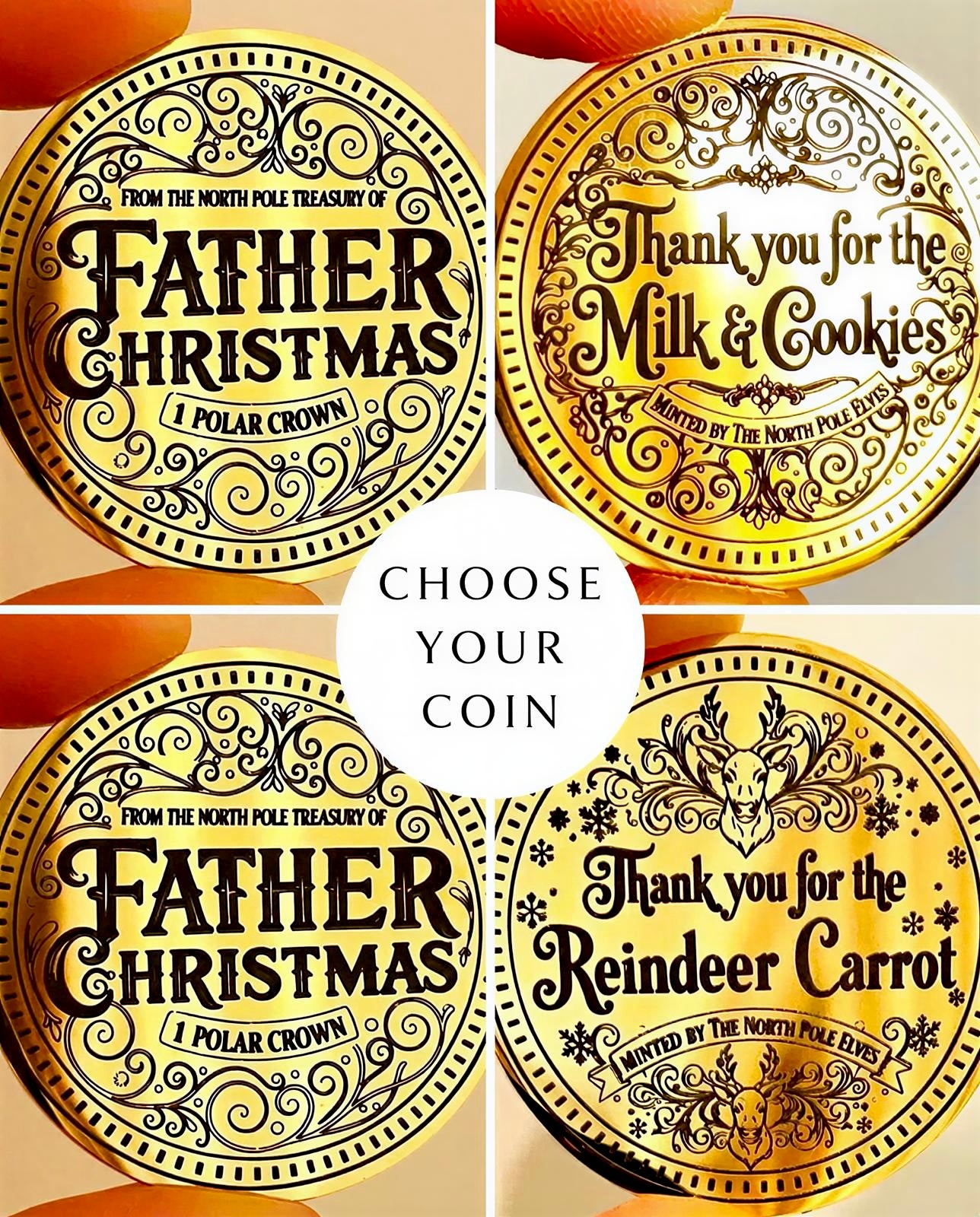 THANK YOU For The Mince Pie, Milk & Cookies Father Christmas Gold Coin! NORTH POLE TREASURY® Coin! Leave on Father Christmas’ Treat Plate