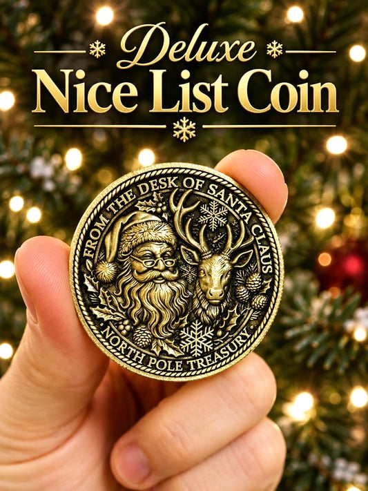 Professional Santa Grotto Coins BULK LOT ‘I Met Santa, Father Christmas Grotto Coins. North Pole Treasury™ Coins- 38mm