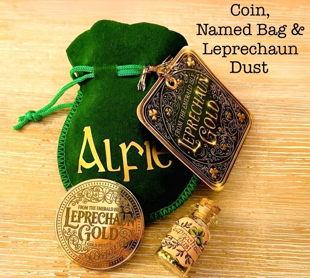 LEPRECHAUN GOLD Coin- St Patrick’s Day gift - leave for children by their Leprechaun Trap. Personalised St Patrick’s Day gift- proof of Leprechauns!