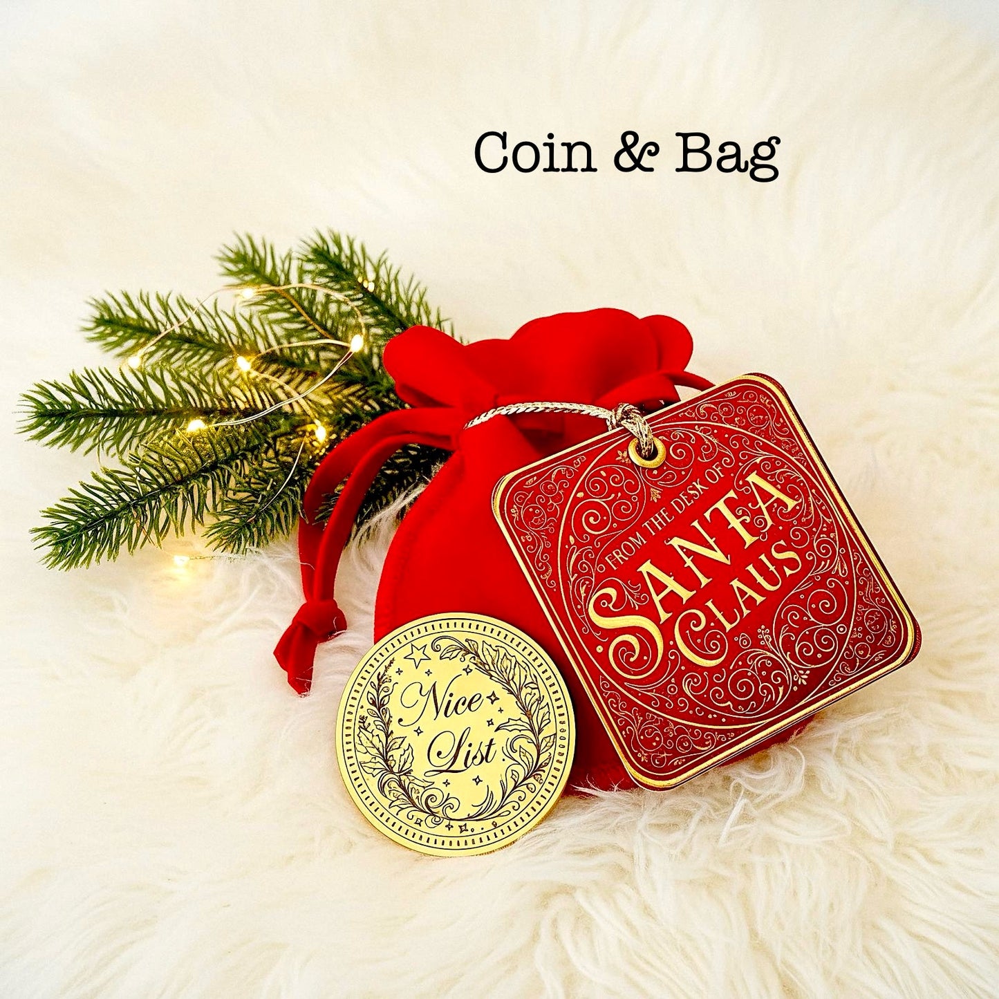 Nice List Christmas Coin with Elf Dust. True Believer Gold Coin from Santa (can be personalised)- Stocking Filler or Christmas Eve Box Filler
