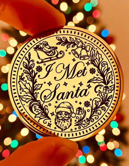 Professional Santa Grotto Coins BULK LOT ‘I Met Santa, Father Christmas Grotto Coins. North Pole Treasury™ Coins- 38mm