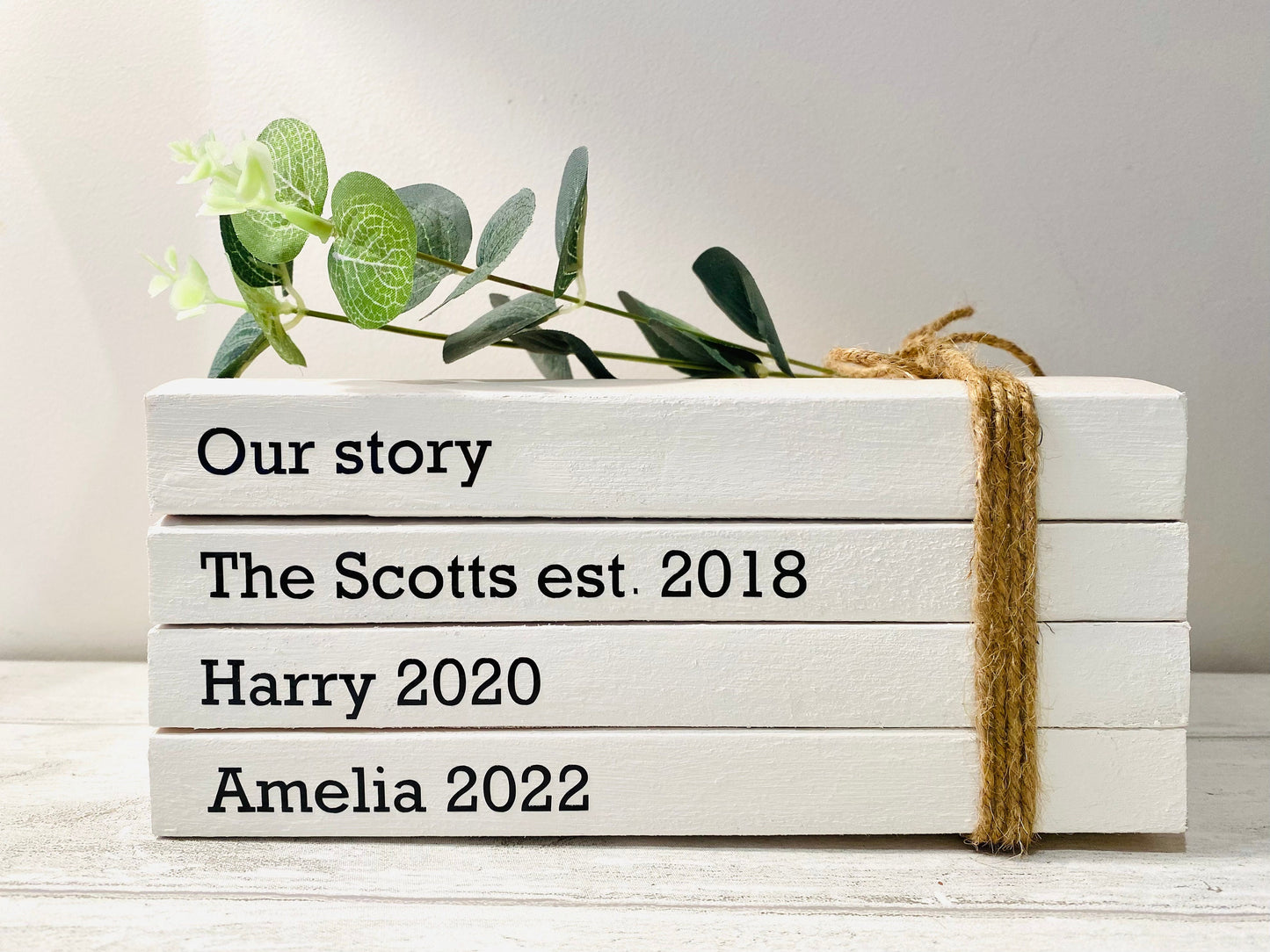 Custom Family Names Book Stack: Personalized Home Decor Ornament
