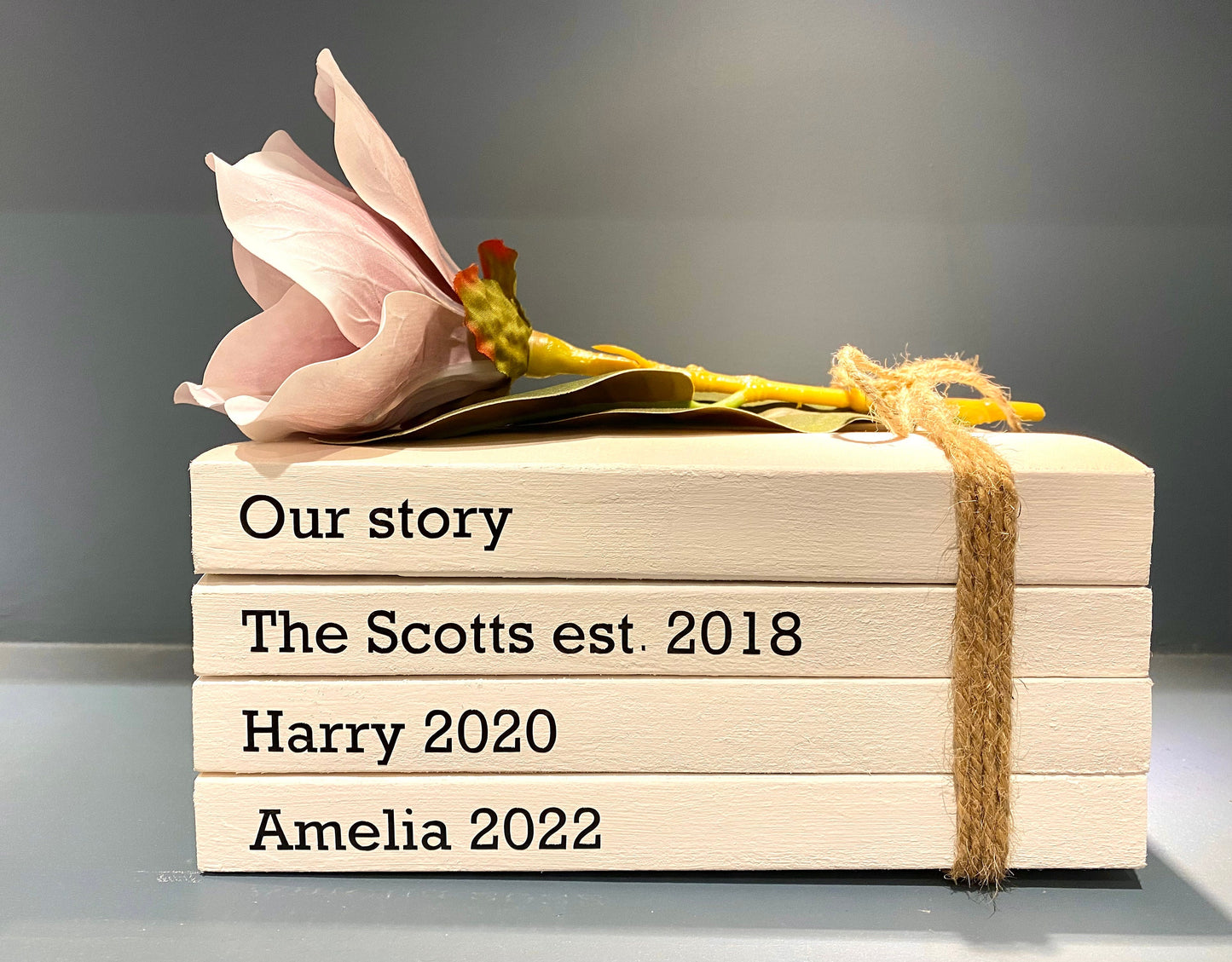 Custom Family Names Book Stack: Personalized Home Decor Ornament