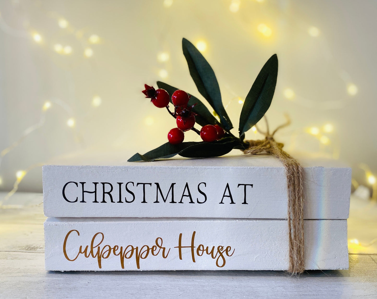 Personalised Christmas Book Stack with Name of House or Family Names! Christmas Ornament, Festive Coffee Table Decor
