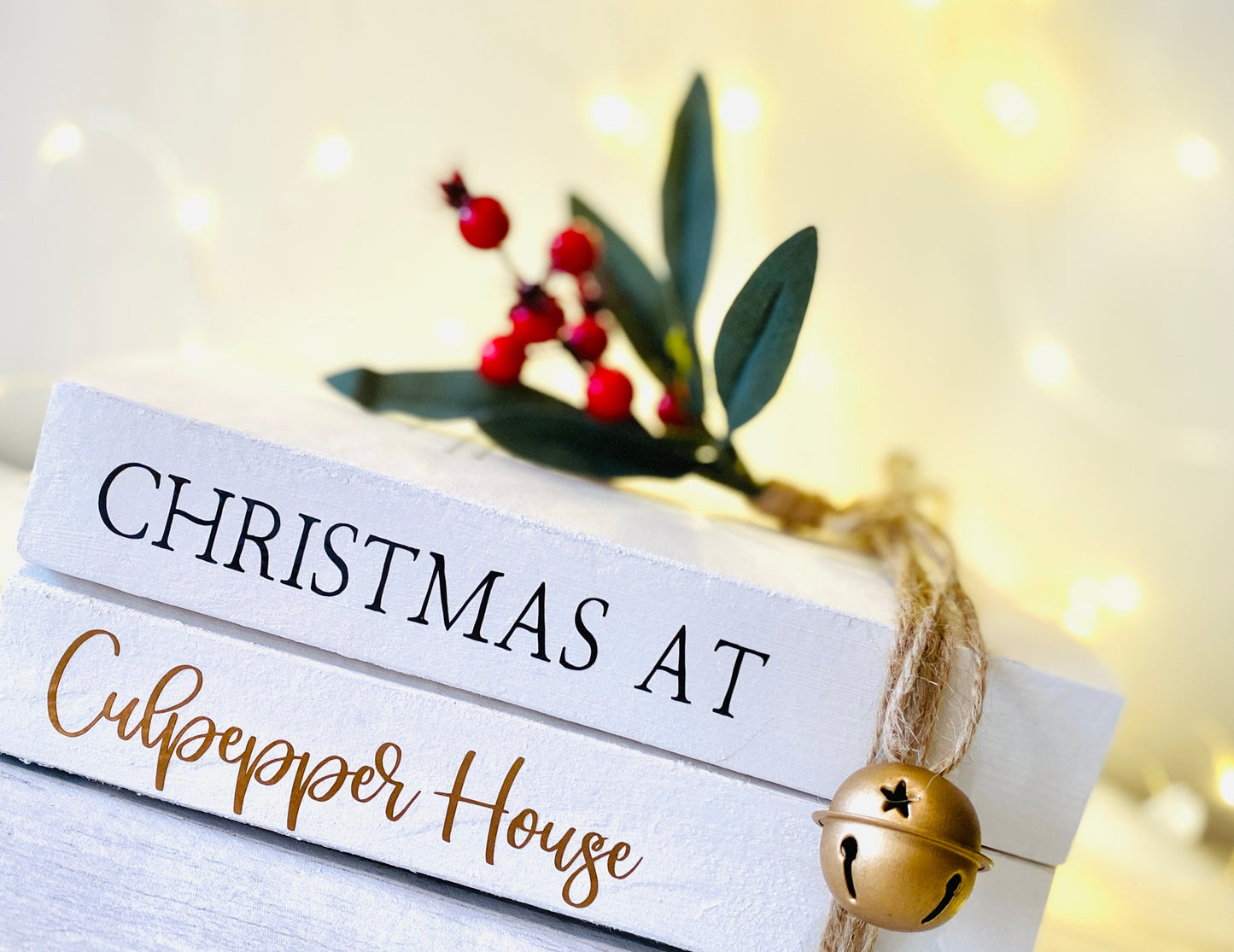 Personalised Christmas Book Stack with Name of House or Family Names! Christmas Ornament, Festive Coffee Table Decor