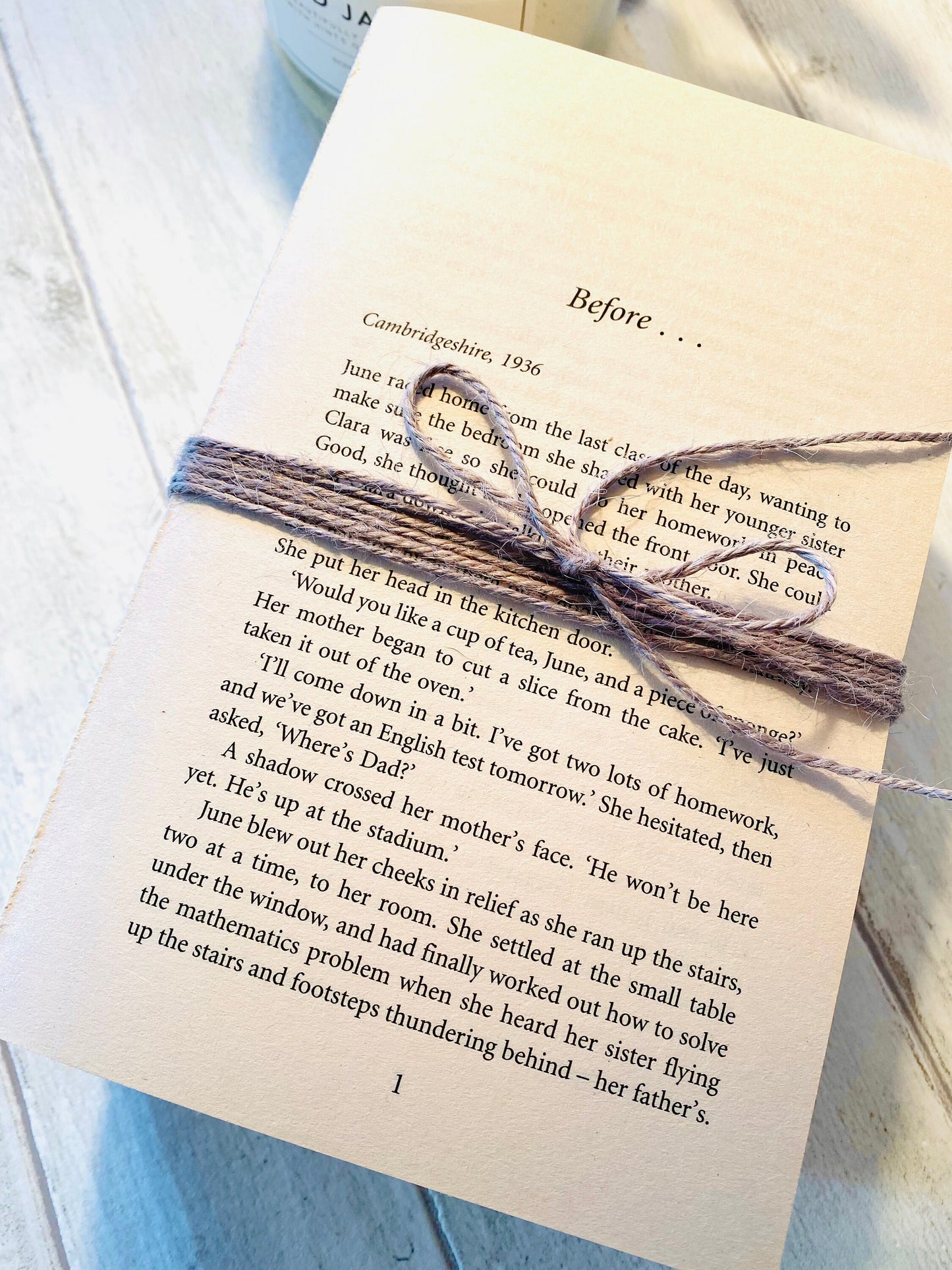 Neutral Book Stack Decor: Rustic Home Ornament with Twine