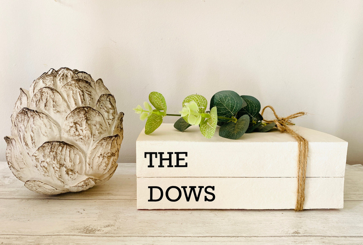 Personalized Faux Book Stack: Rustic Welcome Home Decor