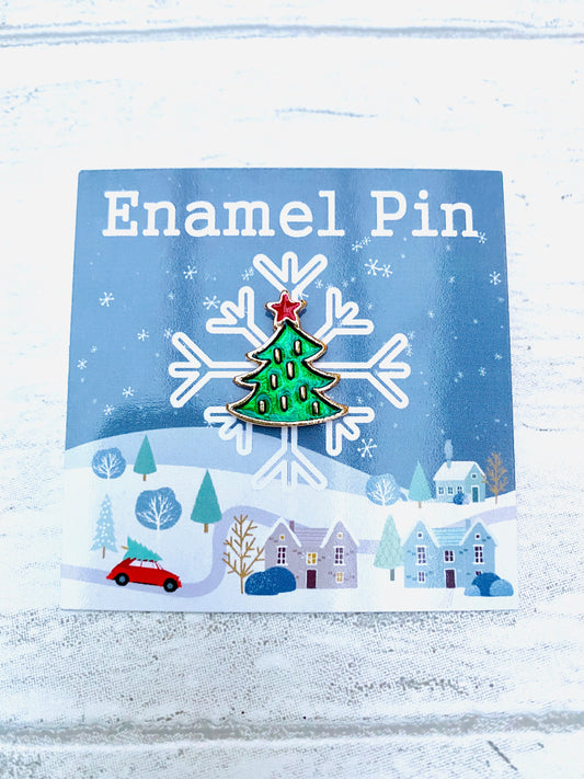 Christmas Tree Enamel Pin- Festive Badge- Lapel