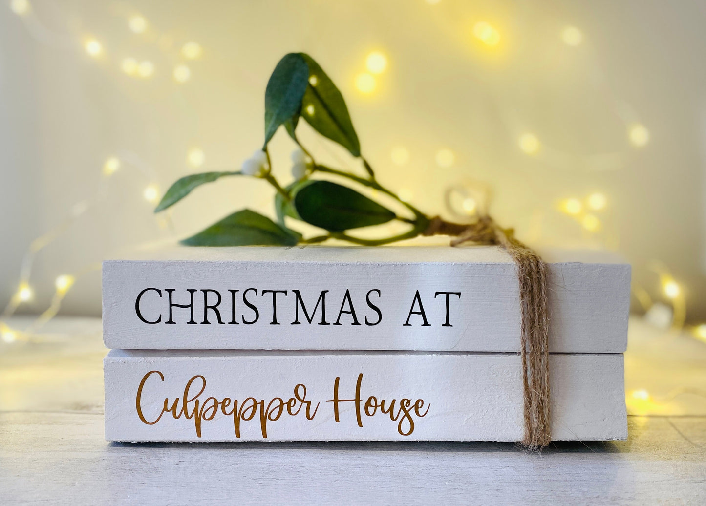 Personalised Christmas Book Stack with Name of House or Family Names! Christmas Ornament, Festive Coffee Table Decor
