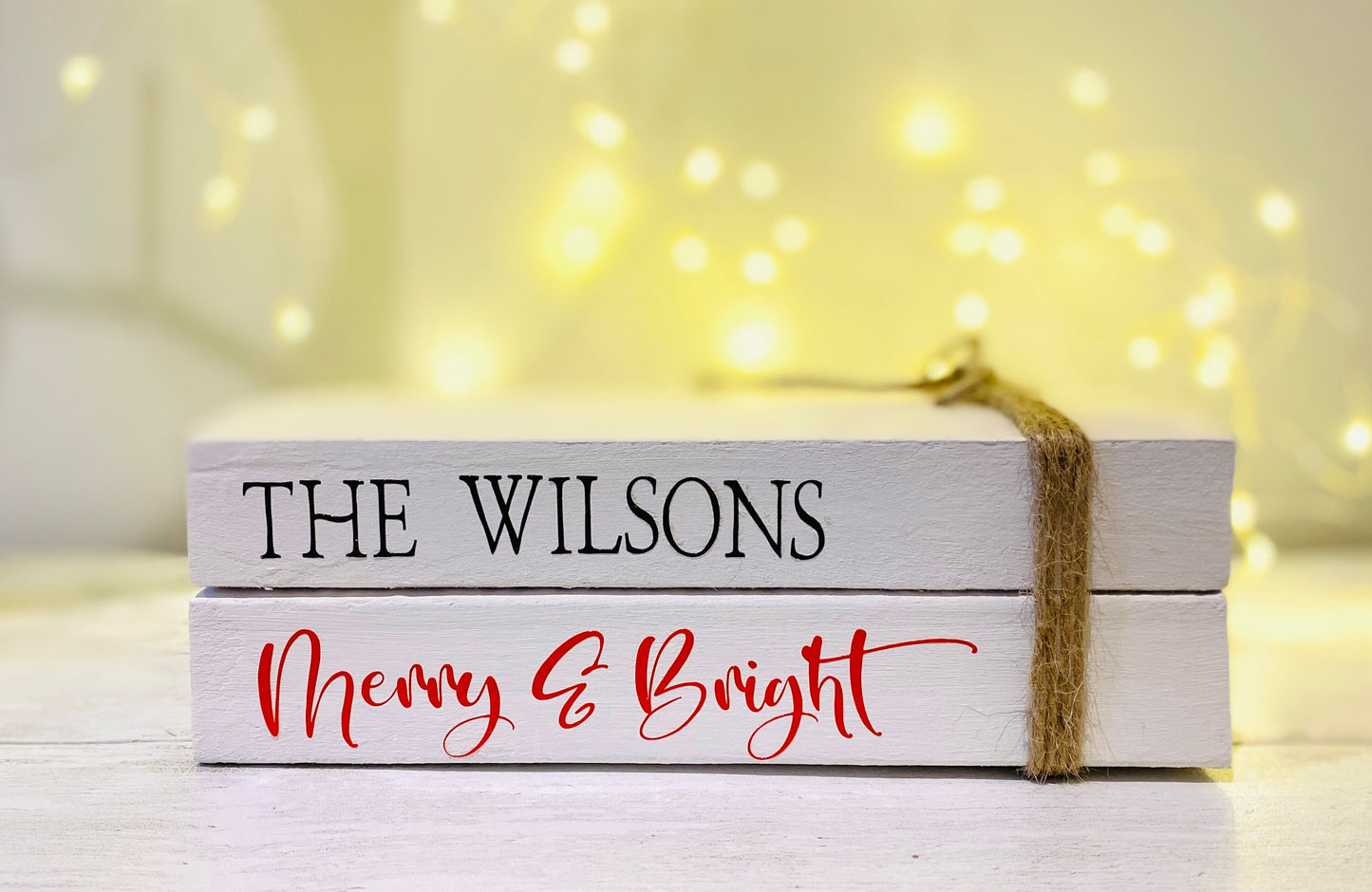 Personalised Christmas Book Stack Ornament with Family Name! Christmas Decorations- Festive Coffee Table & Bookcase Decor