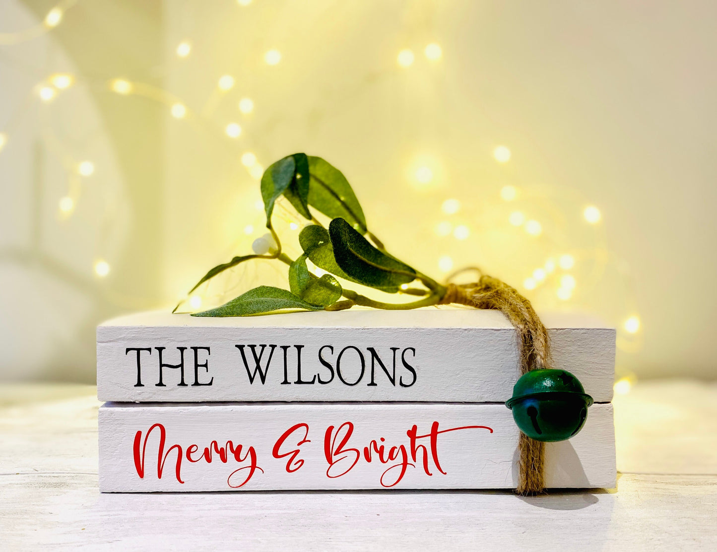 Personalised Christmas Book Stack Ornament with Family Name! Christmas Decorations- Festive Coffee Table & Bookcase Decor