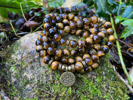 108 Mala Tiger’s Eye Stone Meditation Necklace. Beautiful Tiger Stones. Japa Mala. Prayer beads.