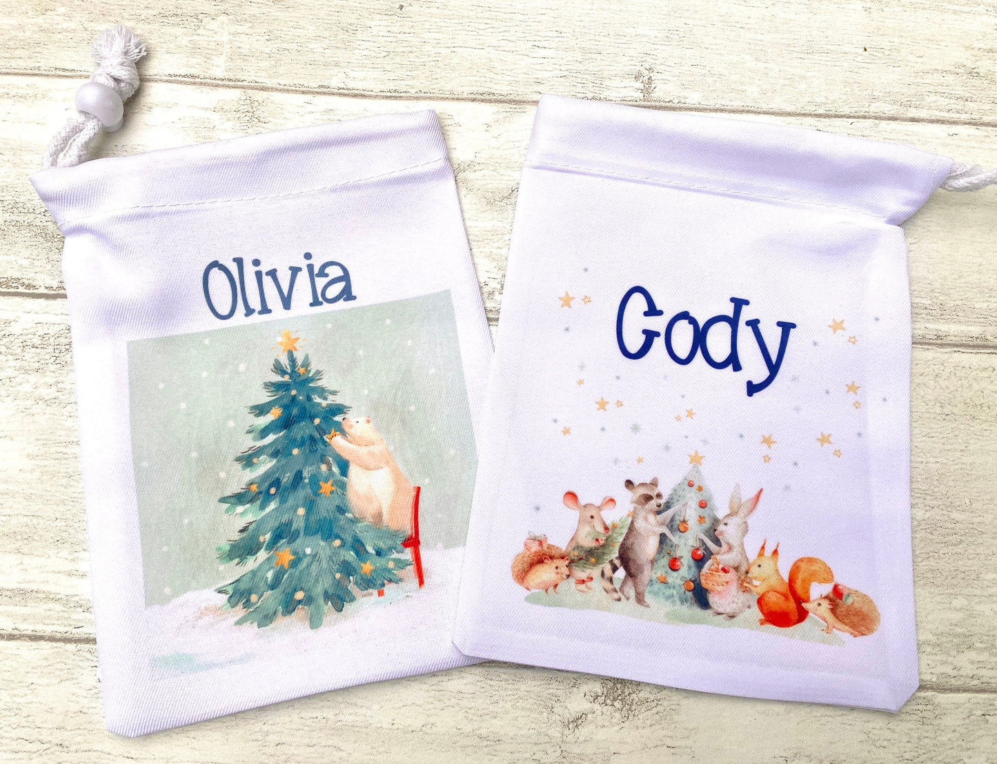 Personalised Christmas Gift Bag- perfect for stockings, Christmas Eve Boxes, Xmas Tree Presents