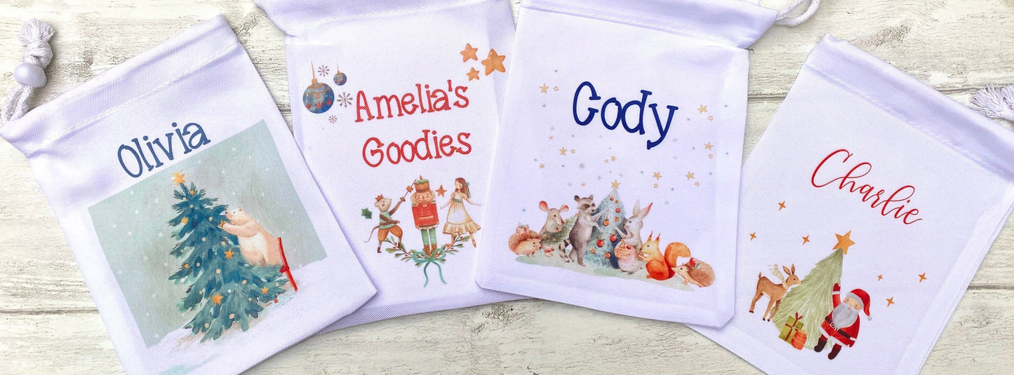 Personalised Christmas Gift Bag- perfect for stockings, Christmas Eve Boxes, Xmas Tree Presents