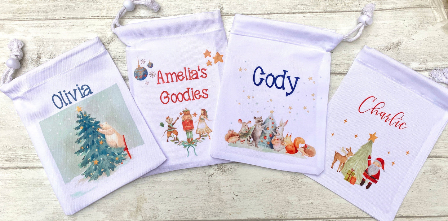 Personalised Christmas Gift Bag- perfect for stockings, Christmas Eve Boxes, Xmas Tree Presents