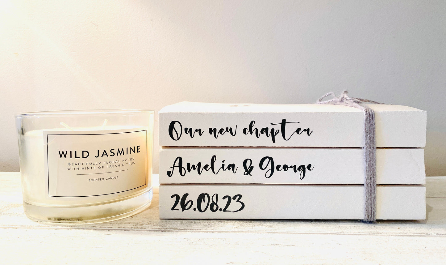Personalized Wedding Book Stack: Custom Guest Table Decor