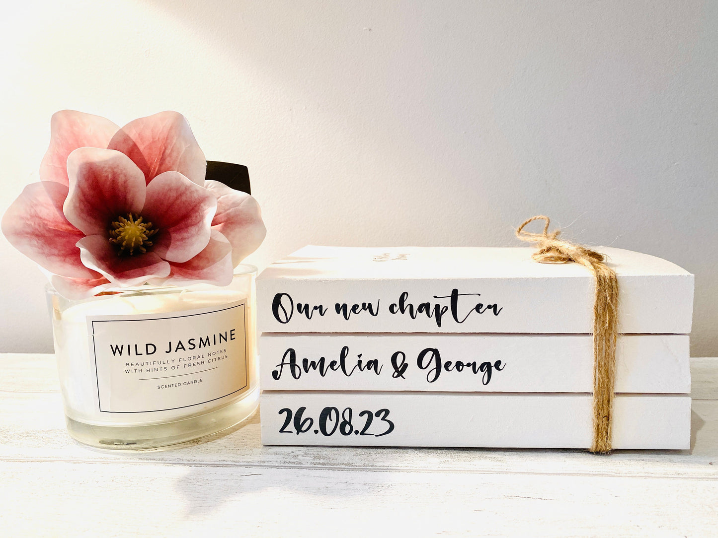 Personalized Wedding Book Stack: Custom Guest Table Decor