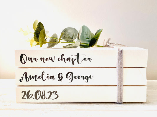 Personalized Wedding Book Stack: Custom Guest Table Decor