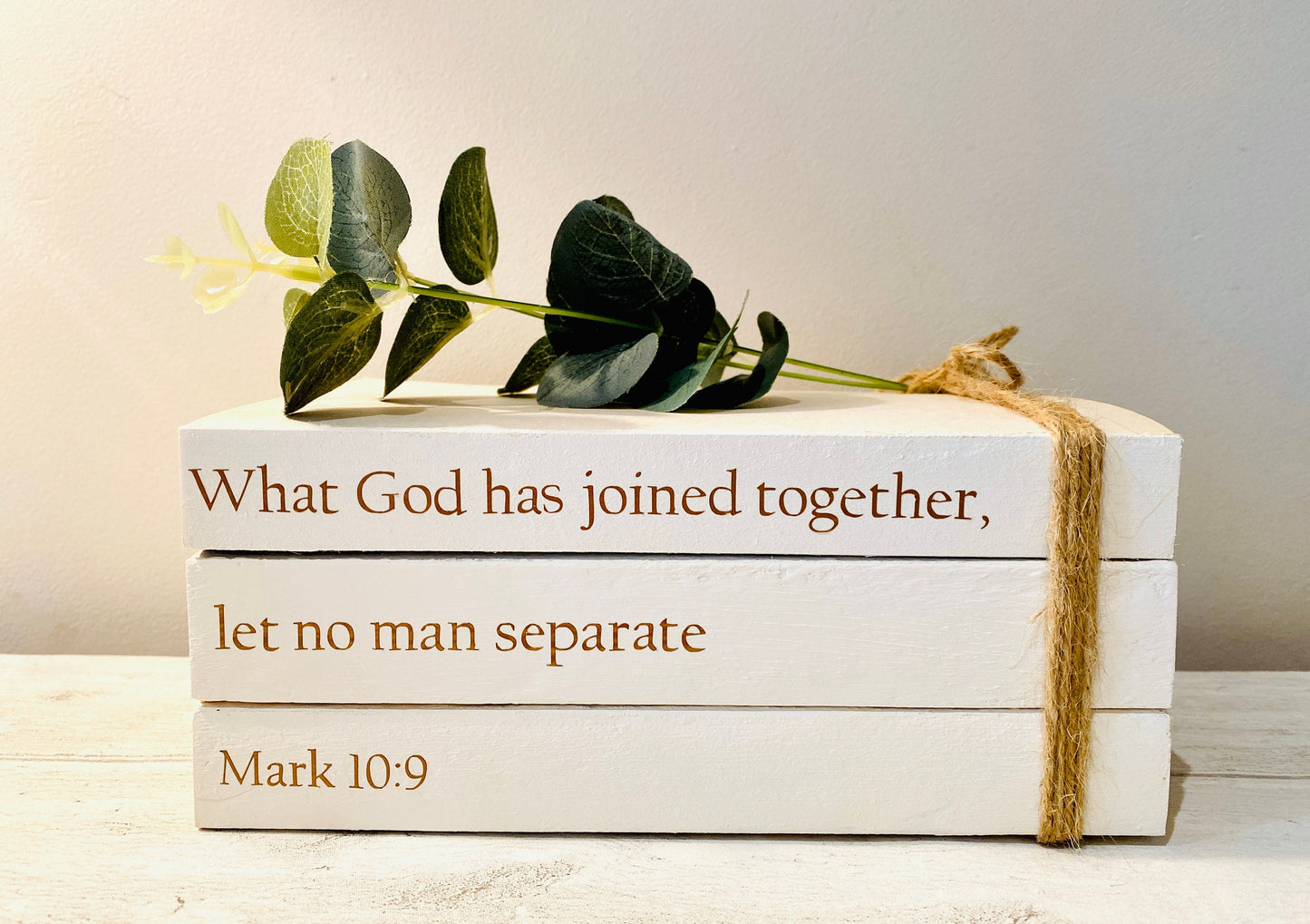 Religious Faith Personalised Book Stack! Faith book stack- Religious Home Decor Ornament, Custom Wedding Table decor/ Faith Gift