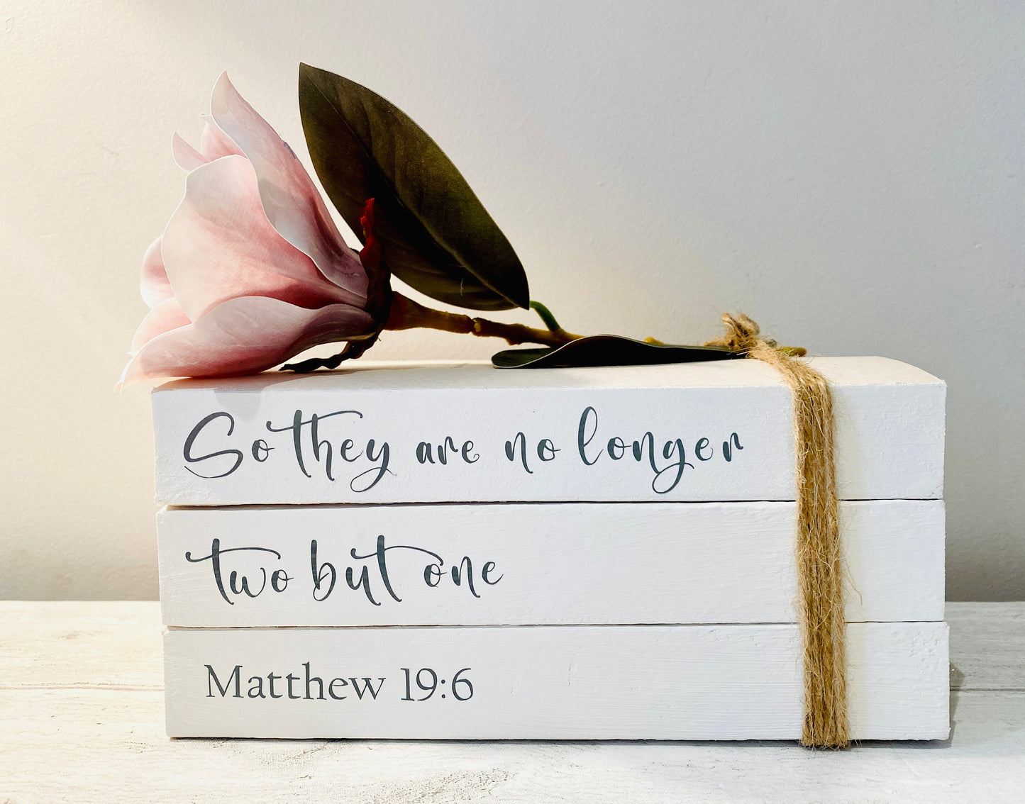 Religious Faith Personalised Book Stack! Faith book stack- Religious Home Decor Ornament, Custom Wedding Table decor/ Faith Gift
