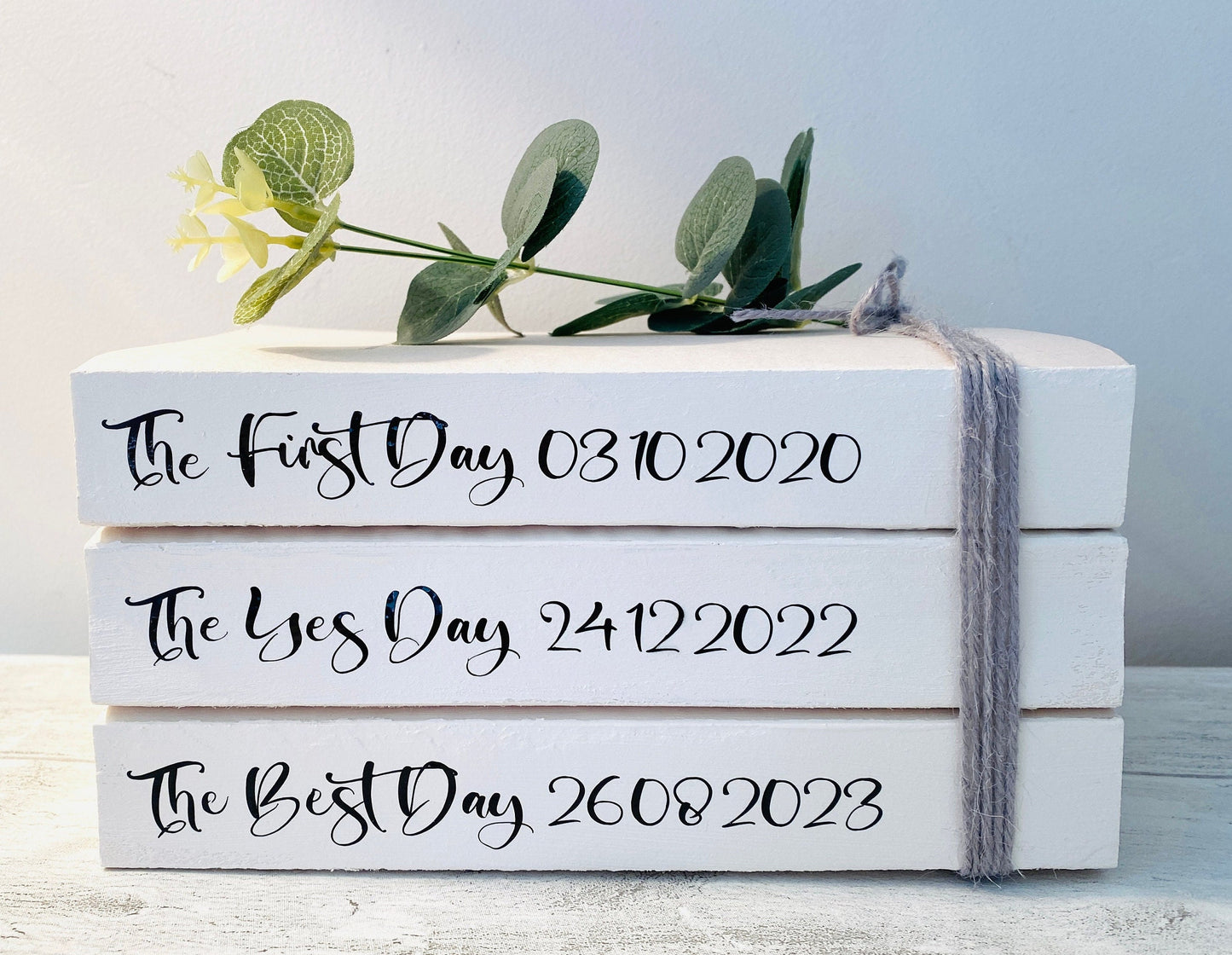 Personalized Wedding Date Book Stack: Custom Table Decor, Valentine's Gift