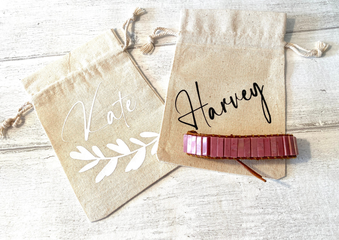 Beautiful Rhodonite Pink Boho Tube Bracelet -Beaded Leather Chakra Bracelet - natural stone entwined with Leather. Healing & Positive Energy